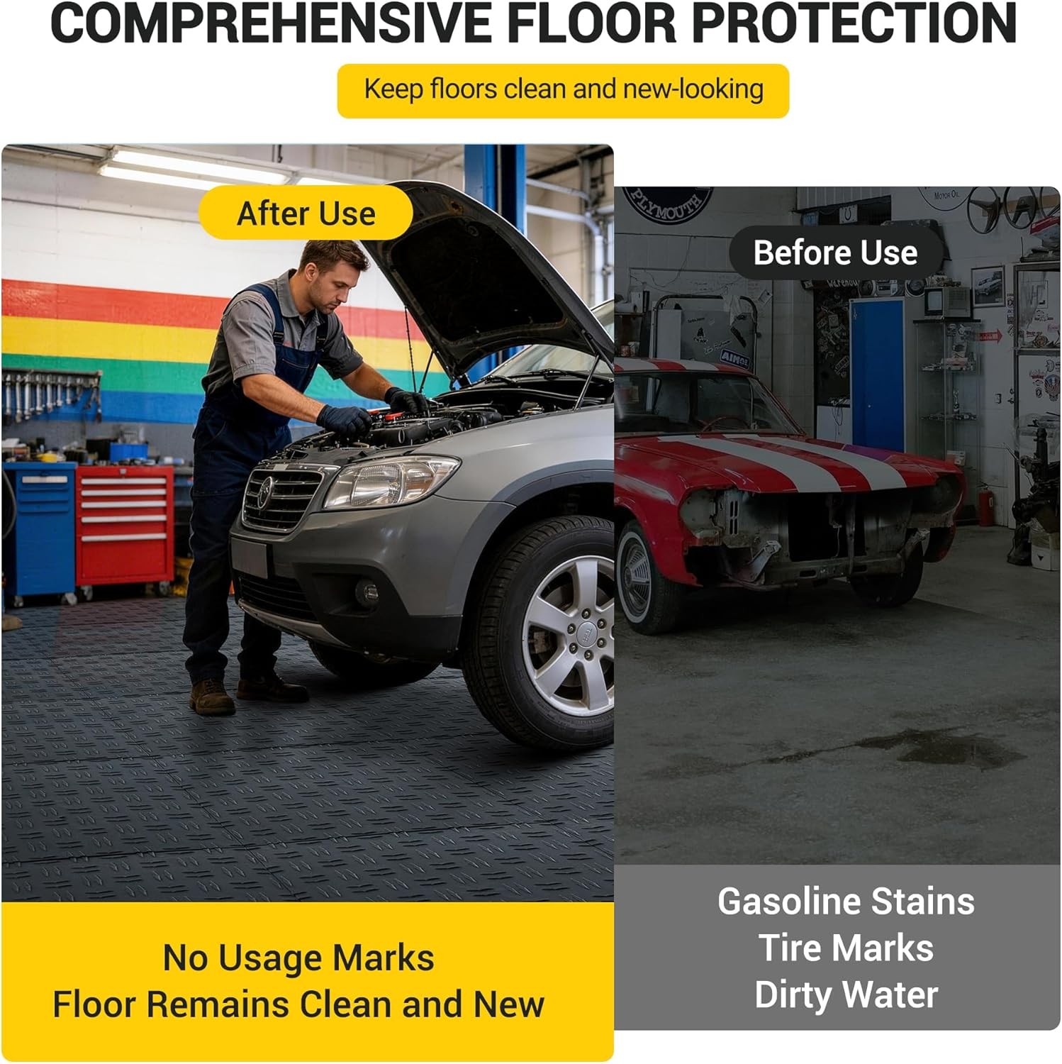 Garage Floor Tiles Interlocking 12×12 in 50 Pack Garage Flooring Tiles Black