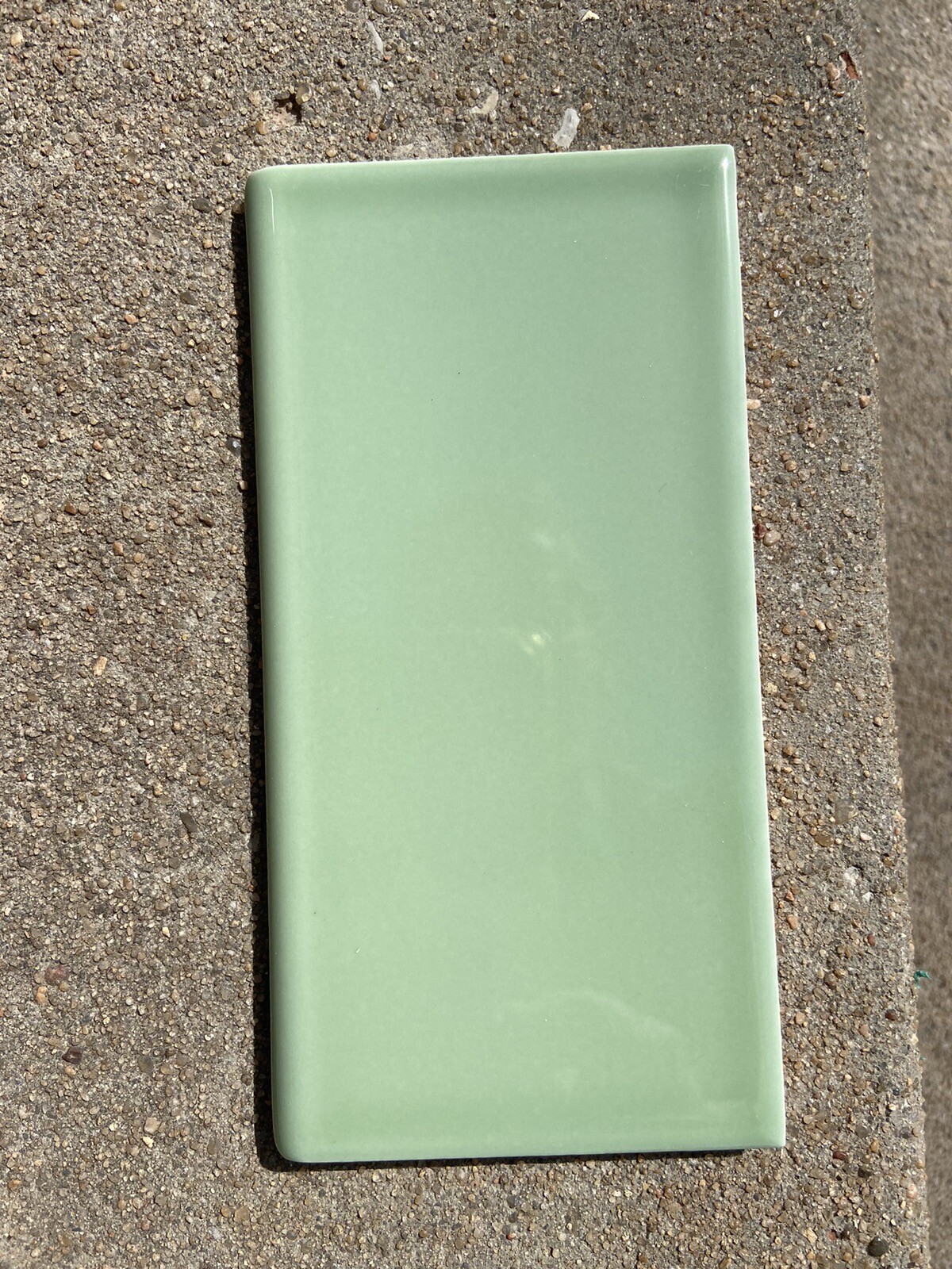 Sage Green Subway Tile Bullnose 12 pieces 6 Linear Feet 6″ by 3″ Fired Earth