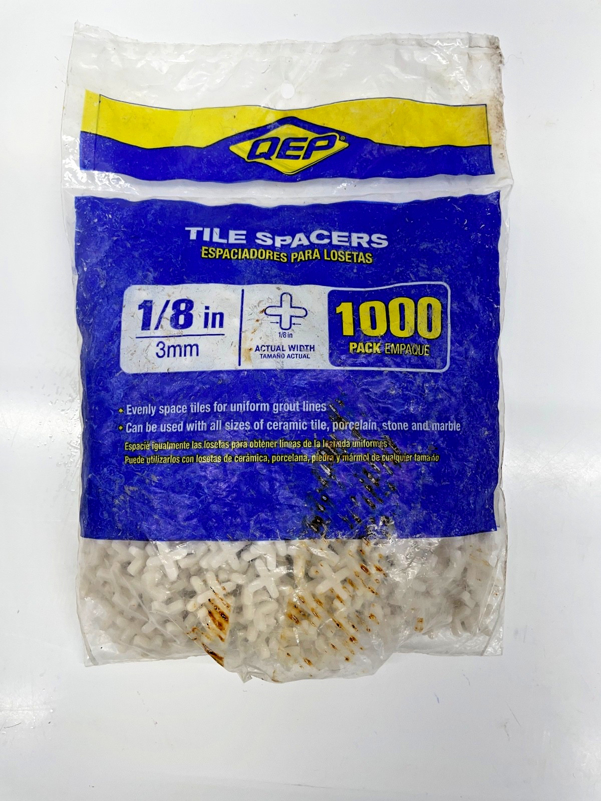 QEP Tile Spacers 1000-Pack 1/8″ White Cross style Tile Spacer FREE SHIPPING.