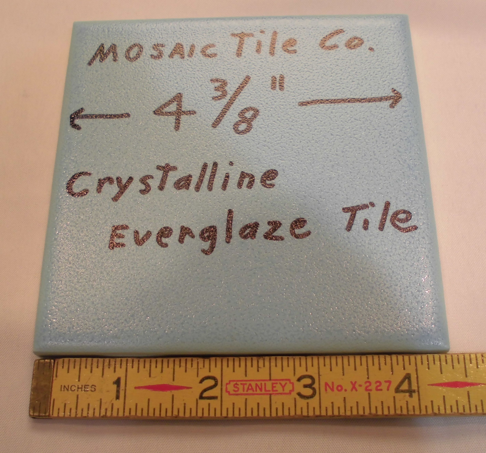 1 pc. *Baby Blue* Ceramic Tiles by Mosaic Tile Co. 4-3/8″ Crystalline Glazed