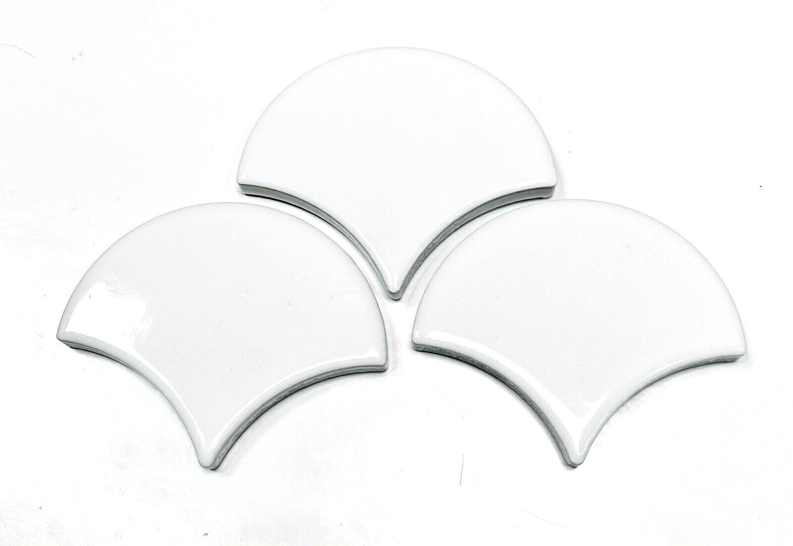 Mandarin Glossy Fan White Porcelain Mosaic Arts Crafts Tile PACK OF 5 PIECES