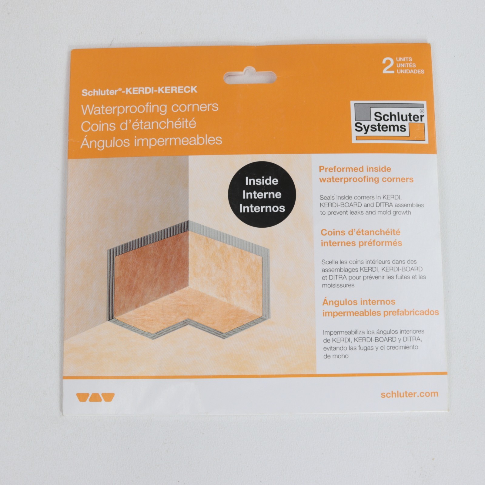Lot of 2 Packs of Schlüter-Kerdi KERECK/FI2 Water Proofing Corners, New/Sealed