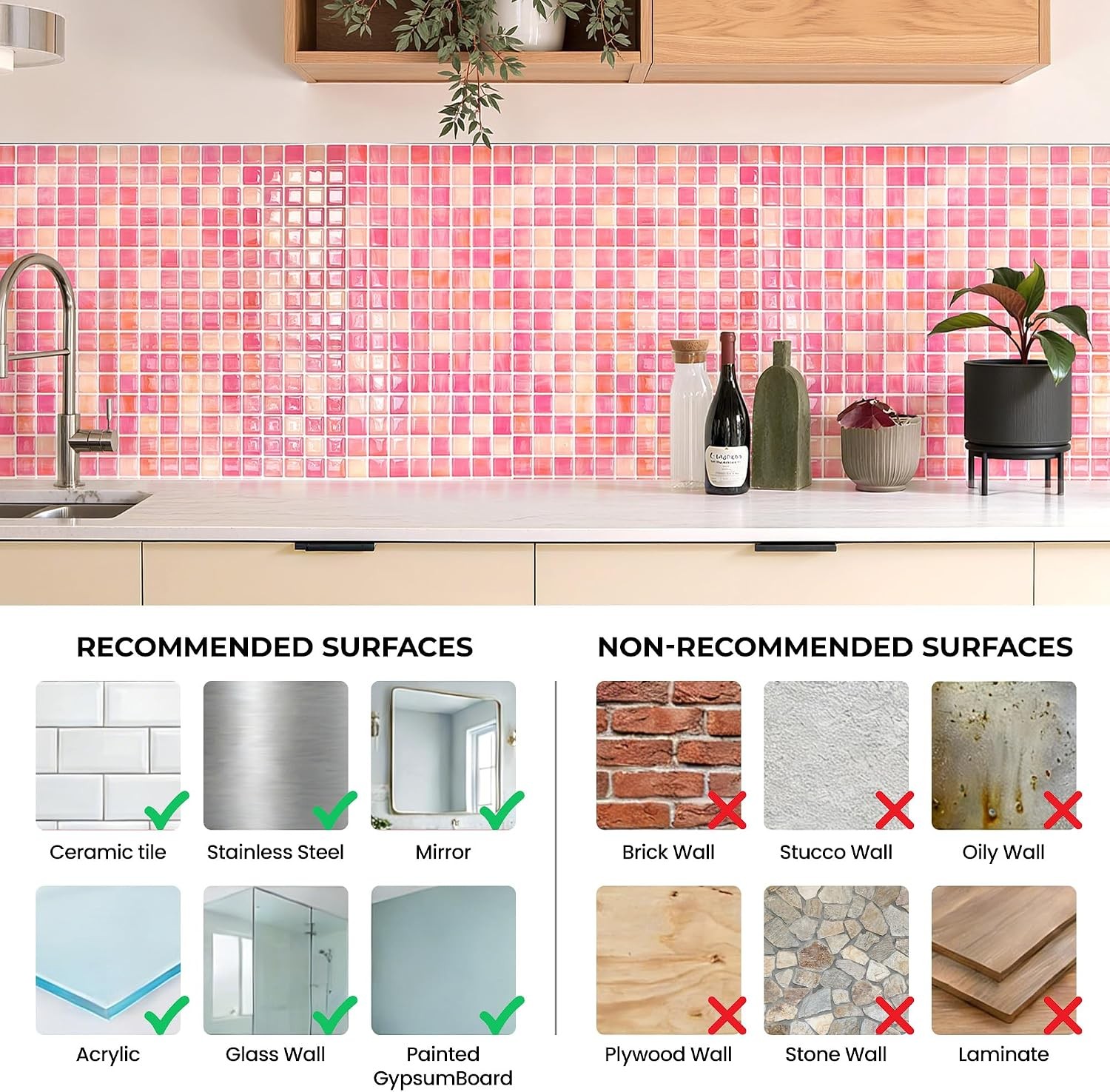 5 Sheets Peel and Stick Backsplash, Self Adhesive Wall Tiles, 3D 12″x12″Premium