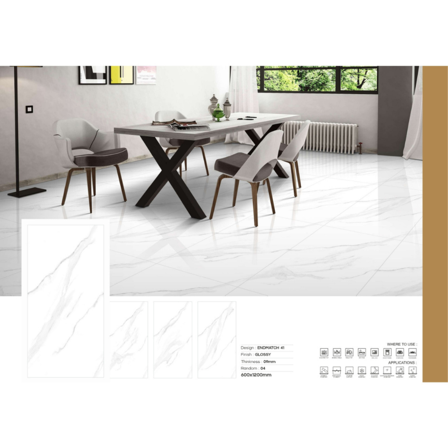 My Luxury Flooring MK Glossy Endmatch 41 Porcelain Floor Tiles – 24 x 48 In Tile