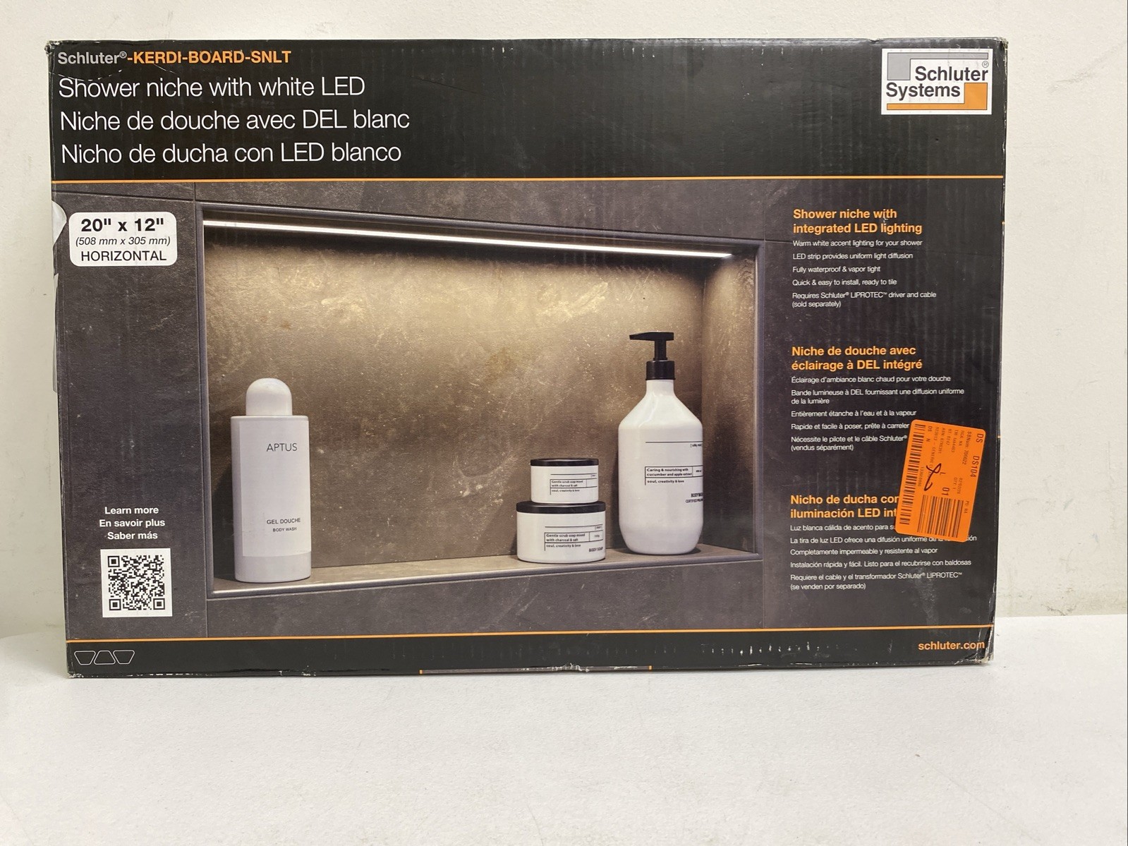 Schluter KB12SNLT4WWF KERDI-BOARD-SNLT 20″x12″ Shower Niche w Liprotec LED Light