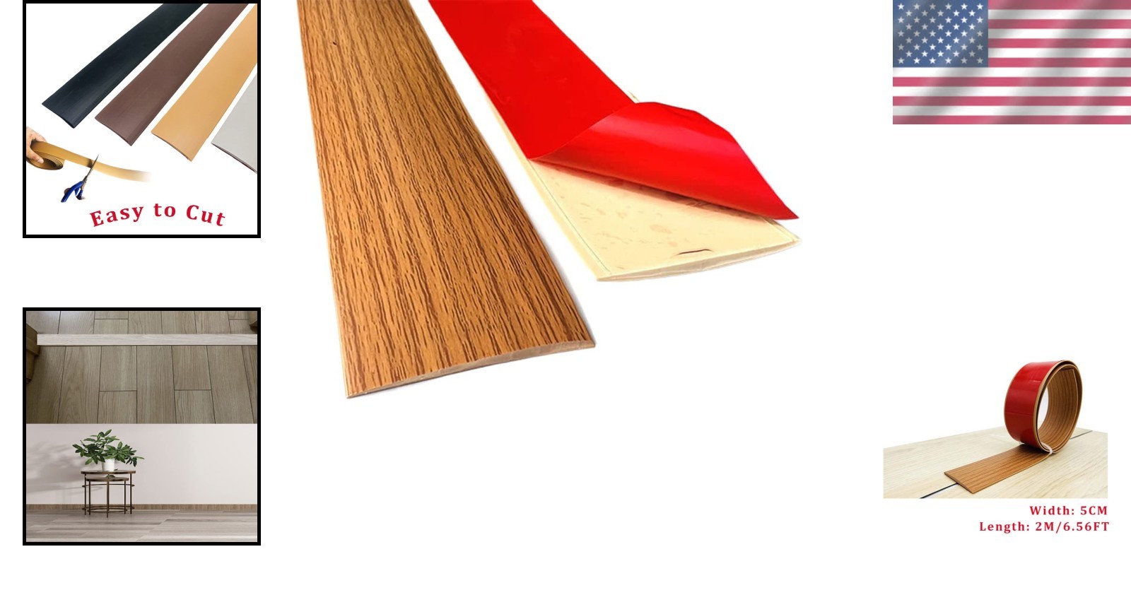 5CM/6.56FT Yellow Oak PVC Transition Strip – Easy Installation for Smooth Floors