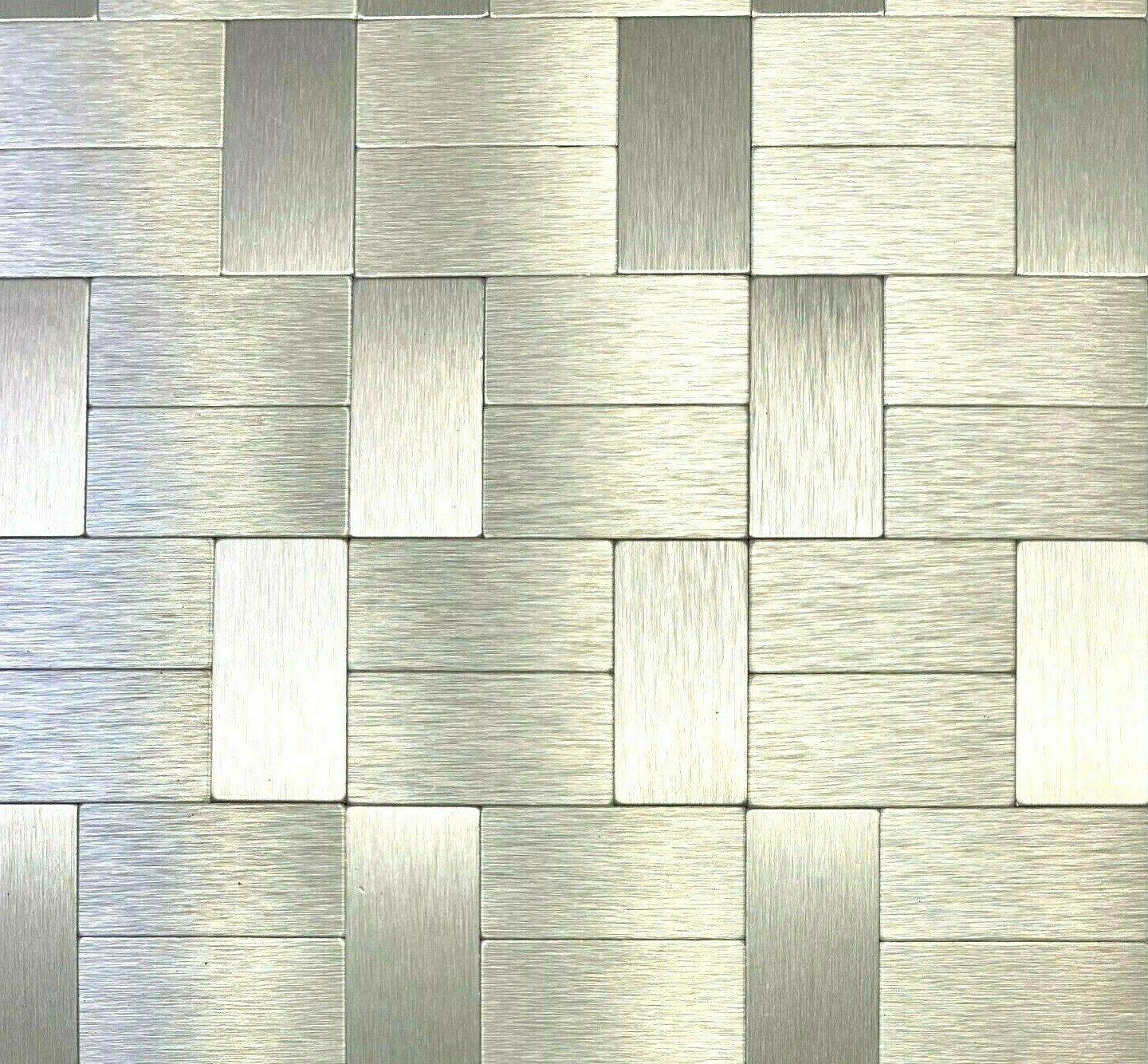 Brushed Stainless Steel Mosaic Backsplash Wall Tile Peel and Stick Genuine Metal