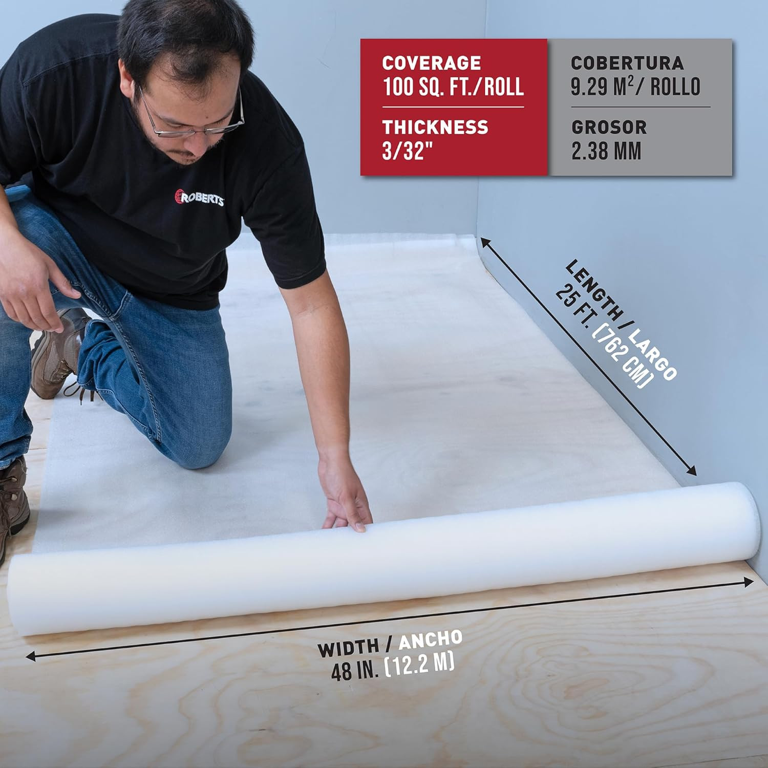 Serenity Foam Underlayment – 100 Sq. Ft. Roll – 48″ X 25′