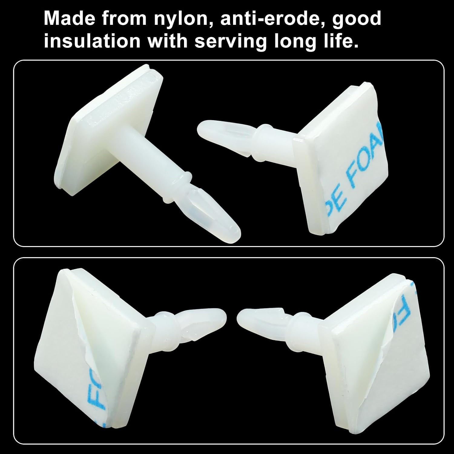 25 Pcs White Sticky PCB Spacers,Nylon Plastic Adhesive Standoffs 12.4mm/0.49″ Su