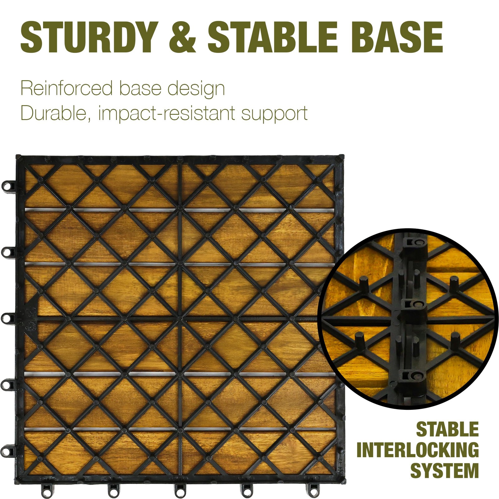 Premium Acacia Wood Interlocking Deck Tiles, 9 PCS 12″x12″x0.9″ Floor Tiles, …