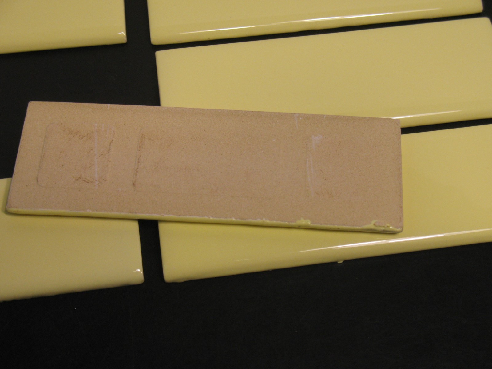 BULLNOSE FLAT TILE 6X2 INCH YELLOW H&R JOHNSON IMPERFECT INDIA GLOSSY LOT OF 10