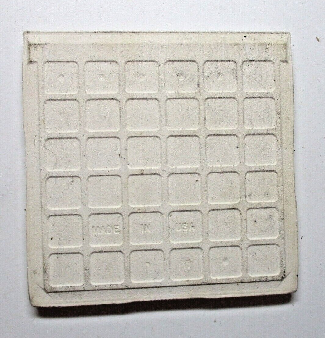 1 Bullnose Wall Tile Huntington USA Ceramic 4-3/8″Sq Satin Wrinkled Beige Vtg