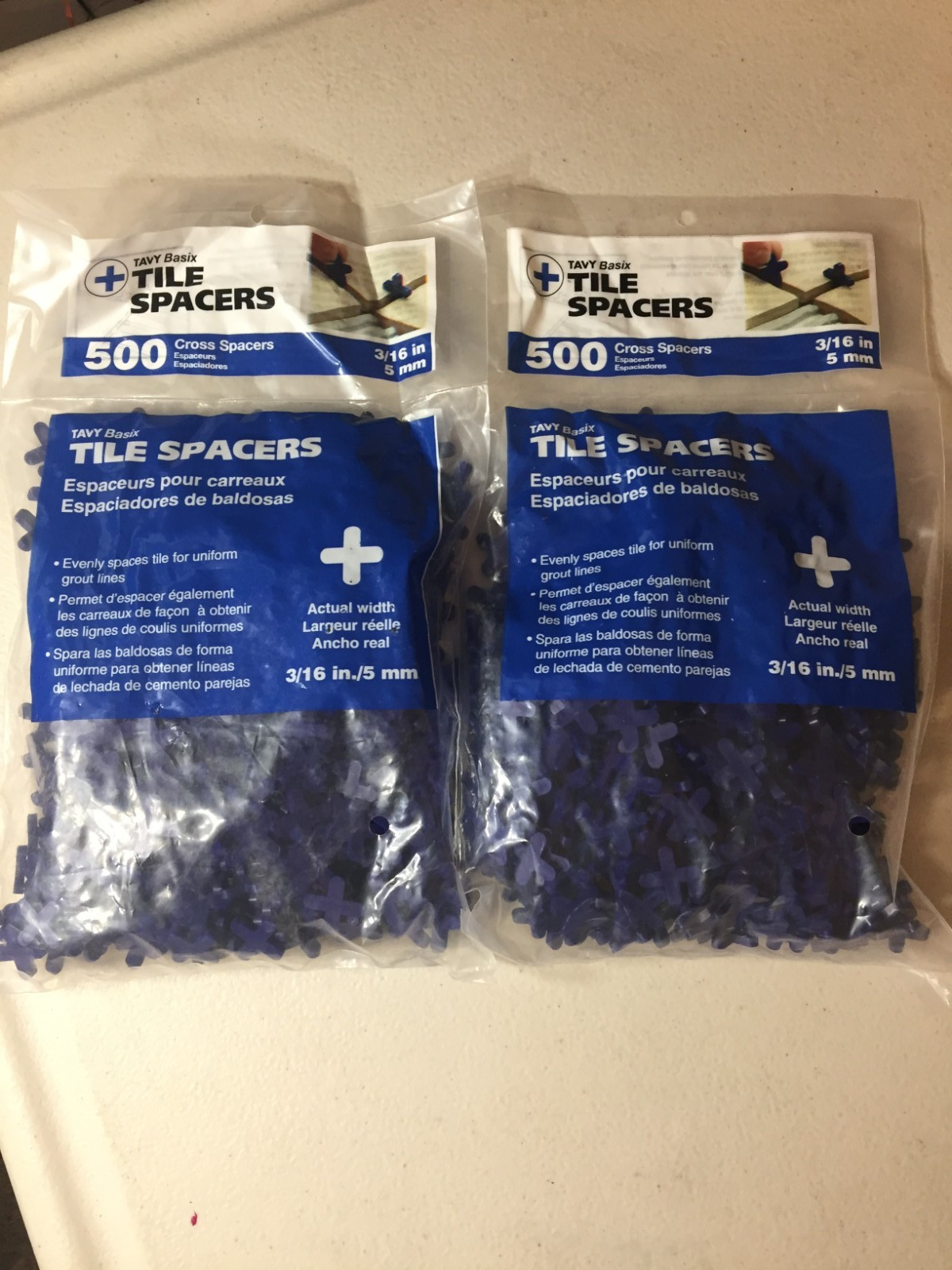 Tavy Basix Cross Plastic Tile Spacer blue 3/16″ 5mm 2 bags / 1000 pieces