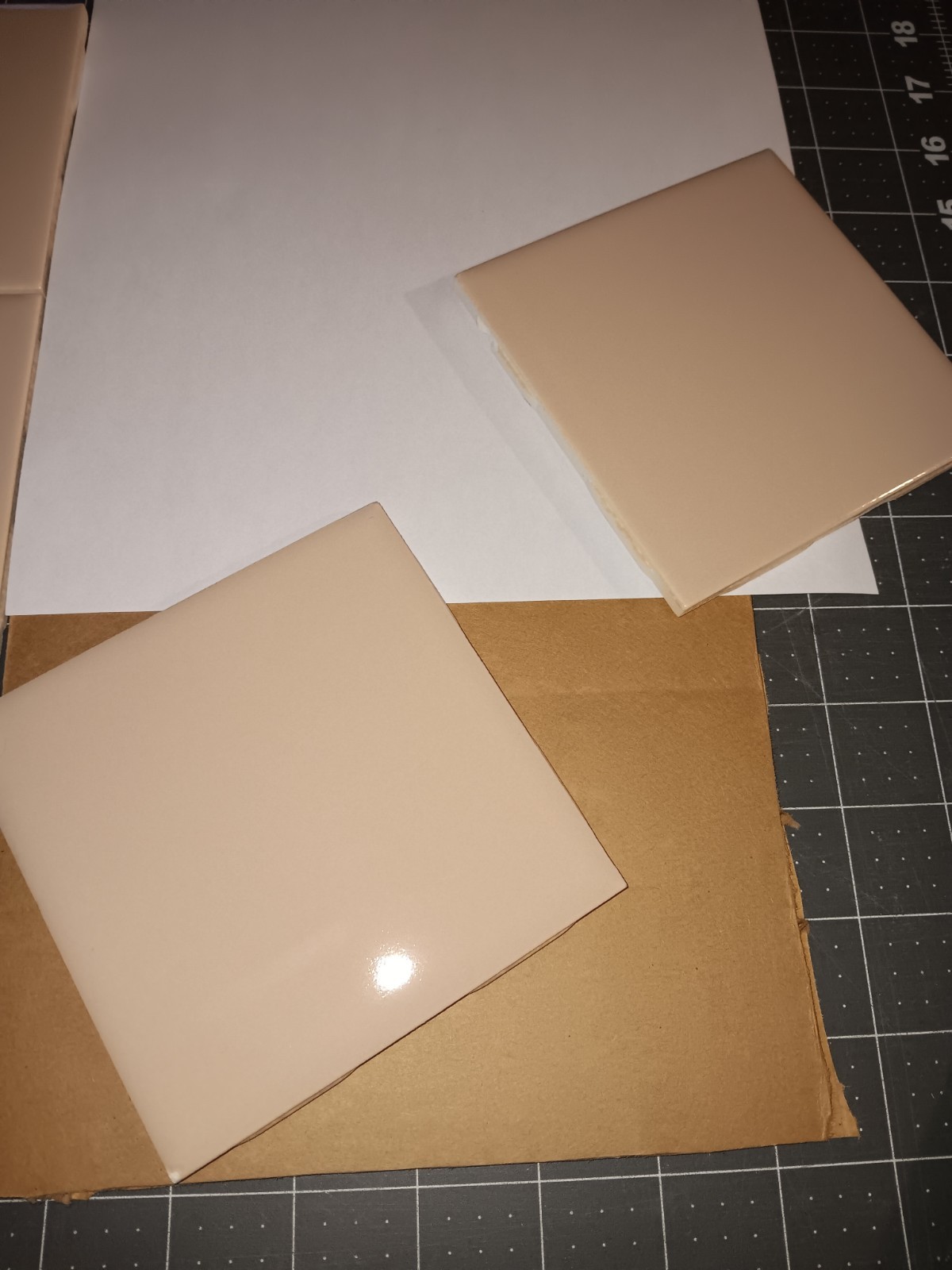 FAWN BEIGE Lot x 12 pcs. ROBERTSON Ceramic Tile Vintage MCM New Old Stock +MORE!