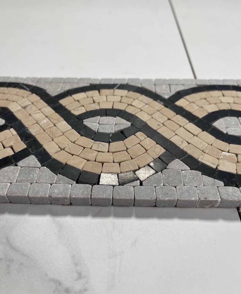 B4670T Marble Mosaic Border Accent Listello Tile Wave Nova 4×12 Tumbled