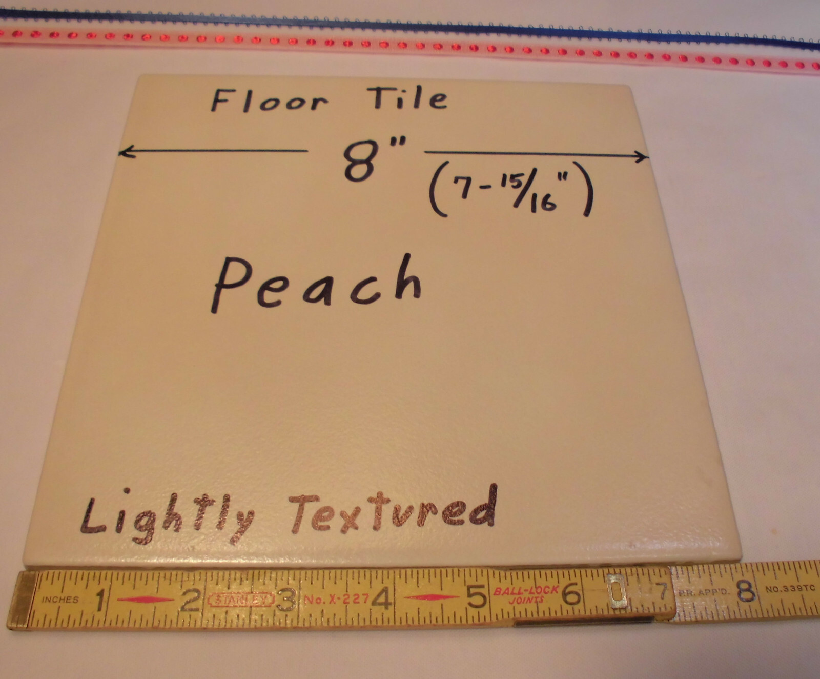 1 pc. *Peach* Ceramic / Porcelain Floor Tile 8″ X 8″ Lightly Textured New