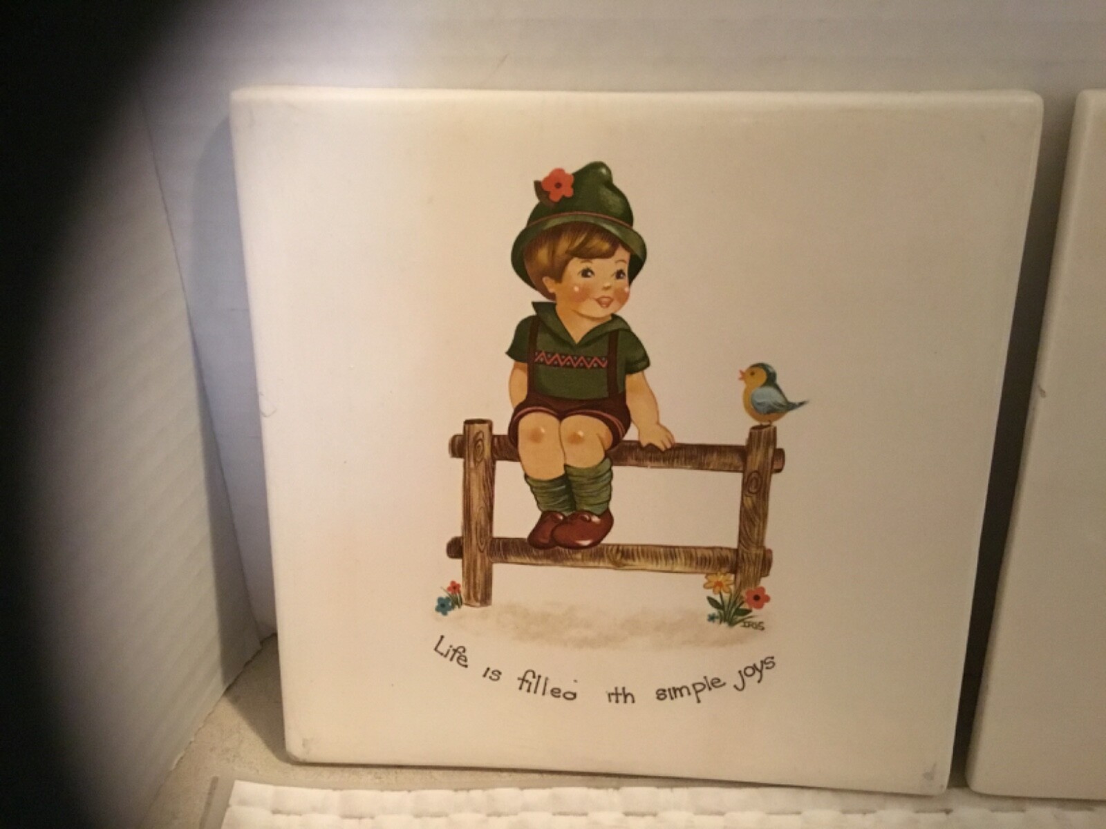 Vintage (3) Hummel Style Designs with Sayings Ceramic Tiles 5.75” x 5.75”