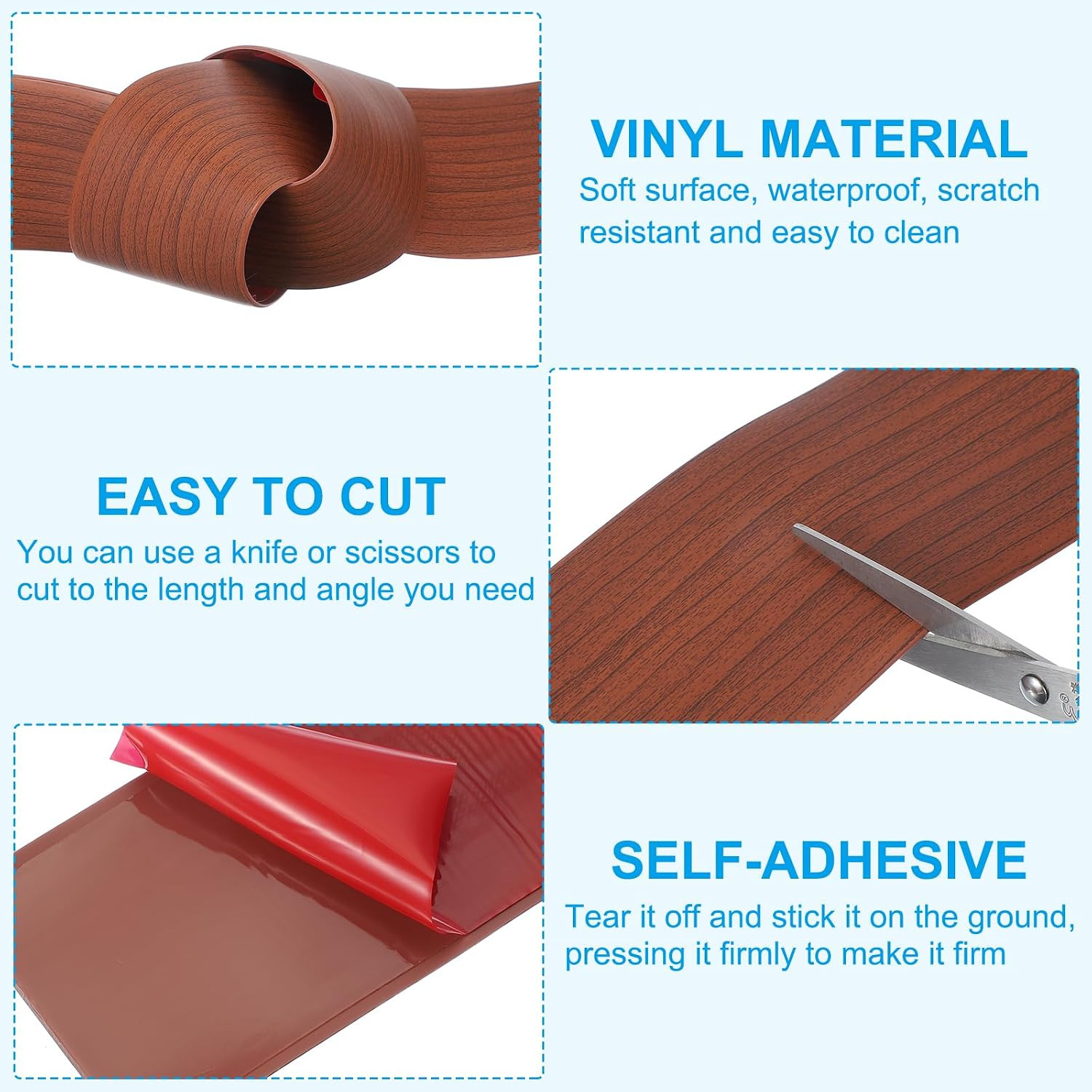 PATIKIL Self Adhesive Floor Transition Strip 10 Ft X 3″ Vinyl Flat Divider Floor