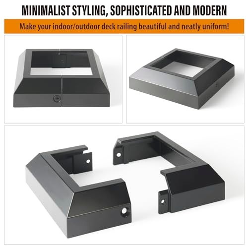 4 pcs 4×4 (Actual: 3.5″x3.5″) Aluminum Deck Post Base Cover, for Railings, Stair