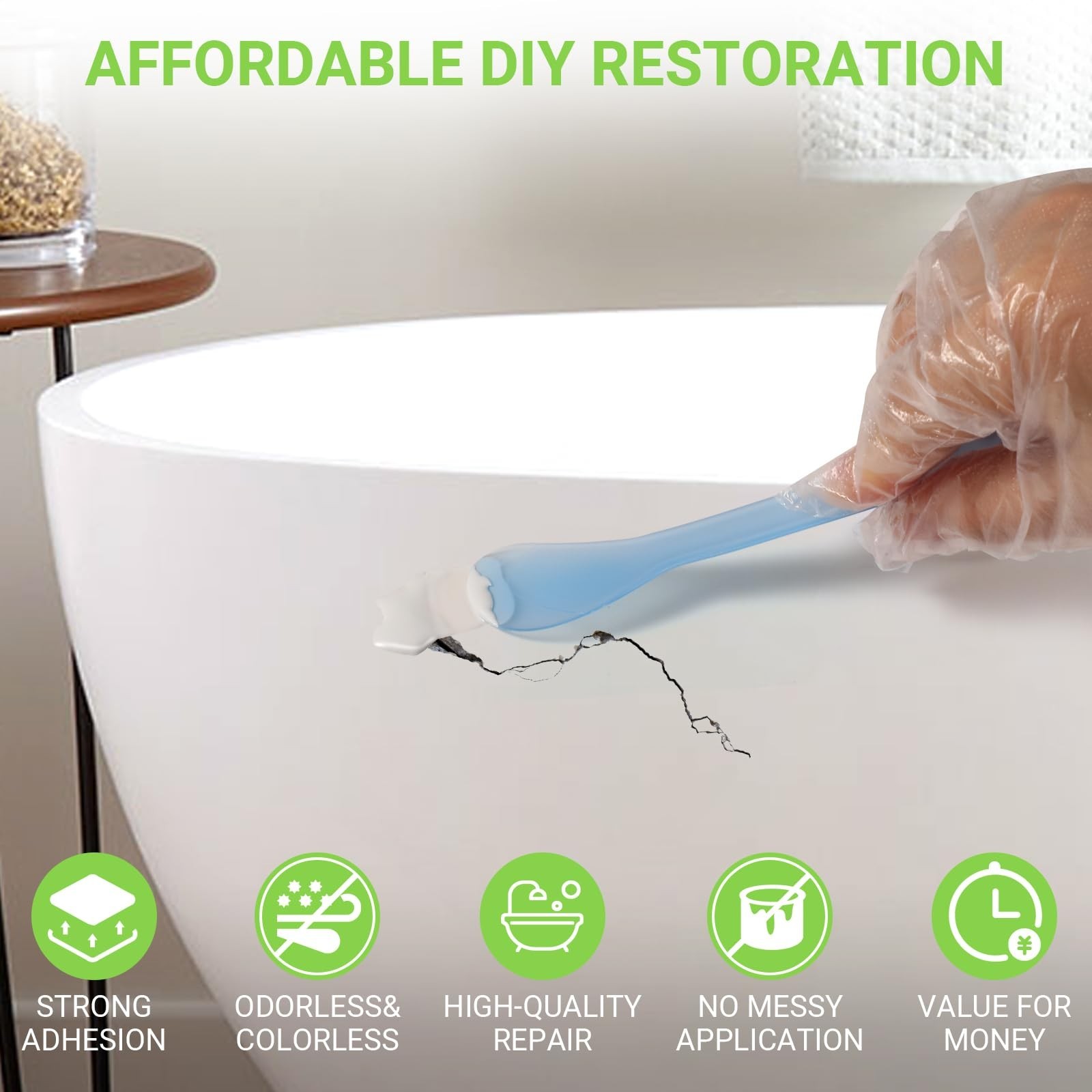 Tub Repair Porcelain Repair Kit, Crack Repair Kit for Bathtubs, Sinks, Marble…