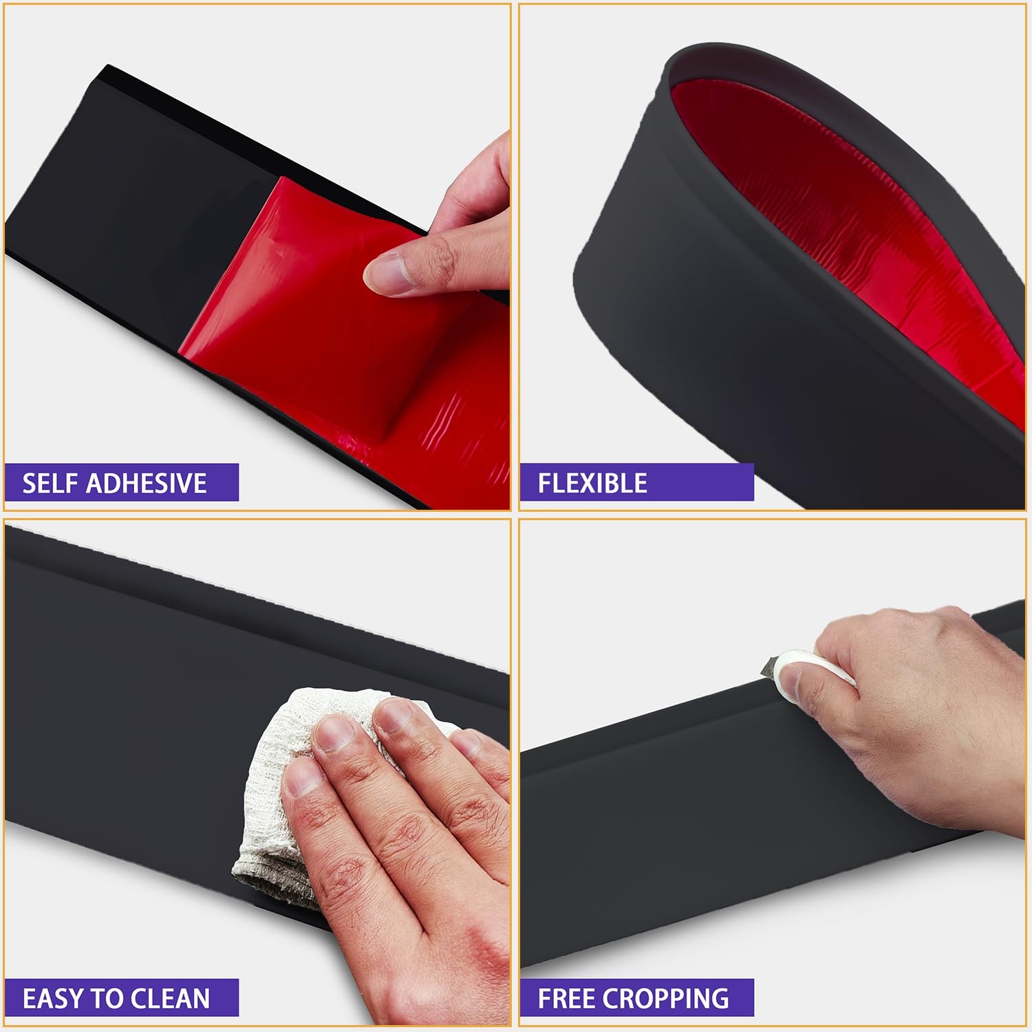 Tridotpul Vinyl Wall Base Baseboard Molding Trim 6″ Flexible Self Adhesive Rubbe