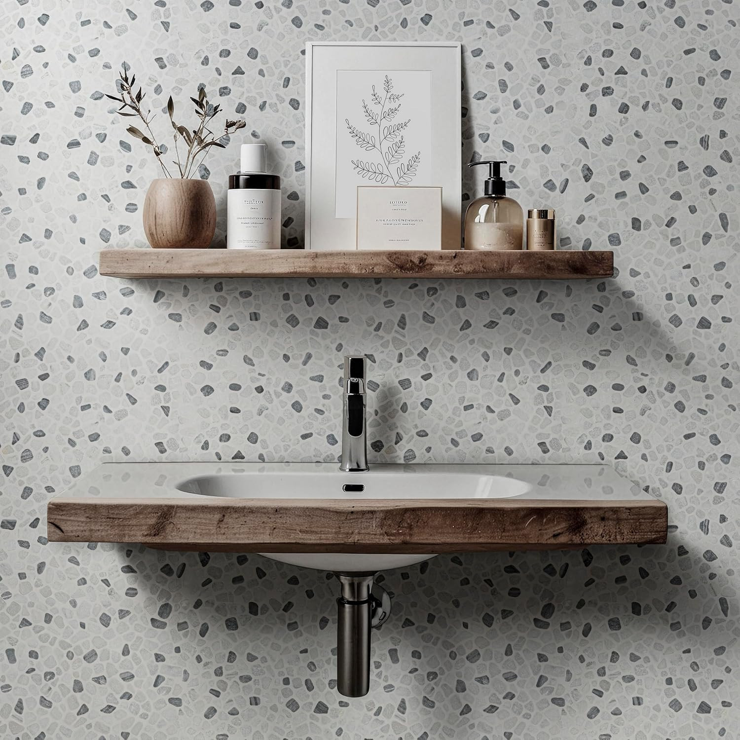 Black & White Mosaic Pebbles Tile for Kitchen & Bath – 10 Sq. Ft.