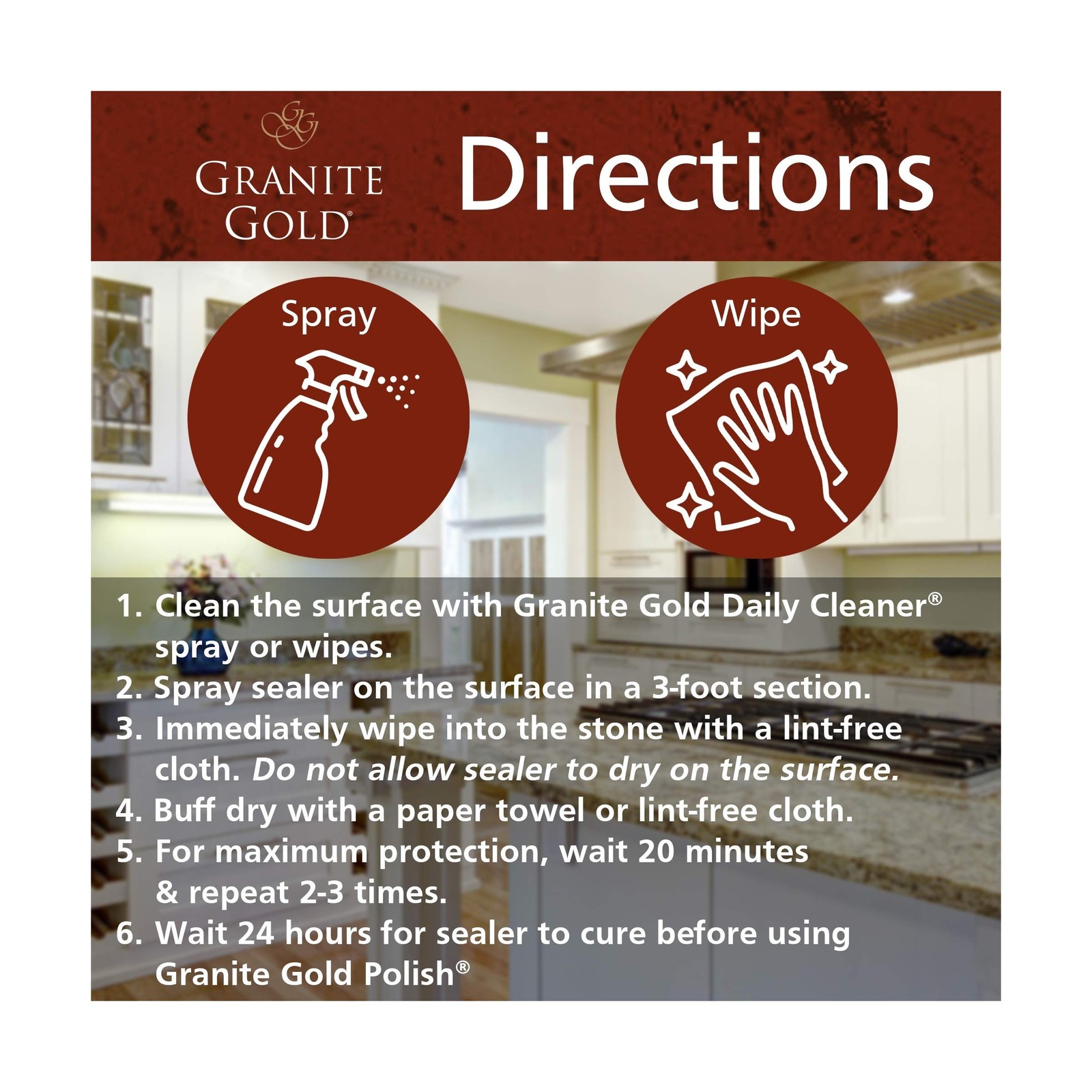 Granite Gold Water-Based Sealer Spray Protection for Granite, Marble, Travert…