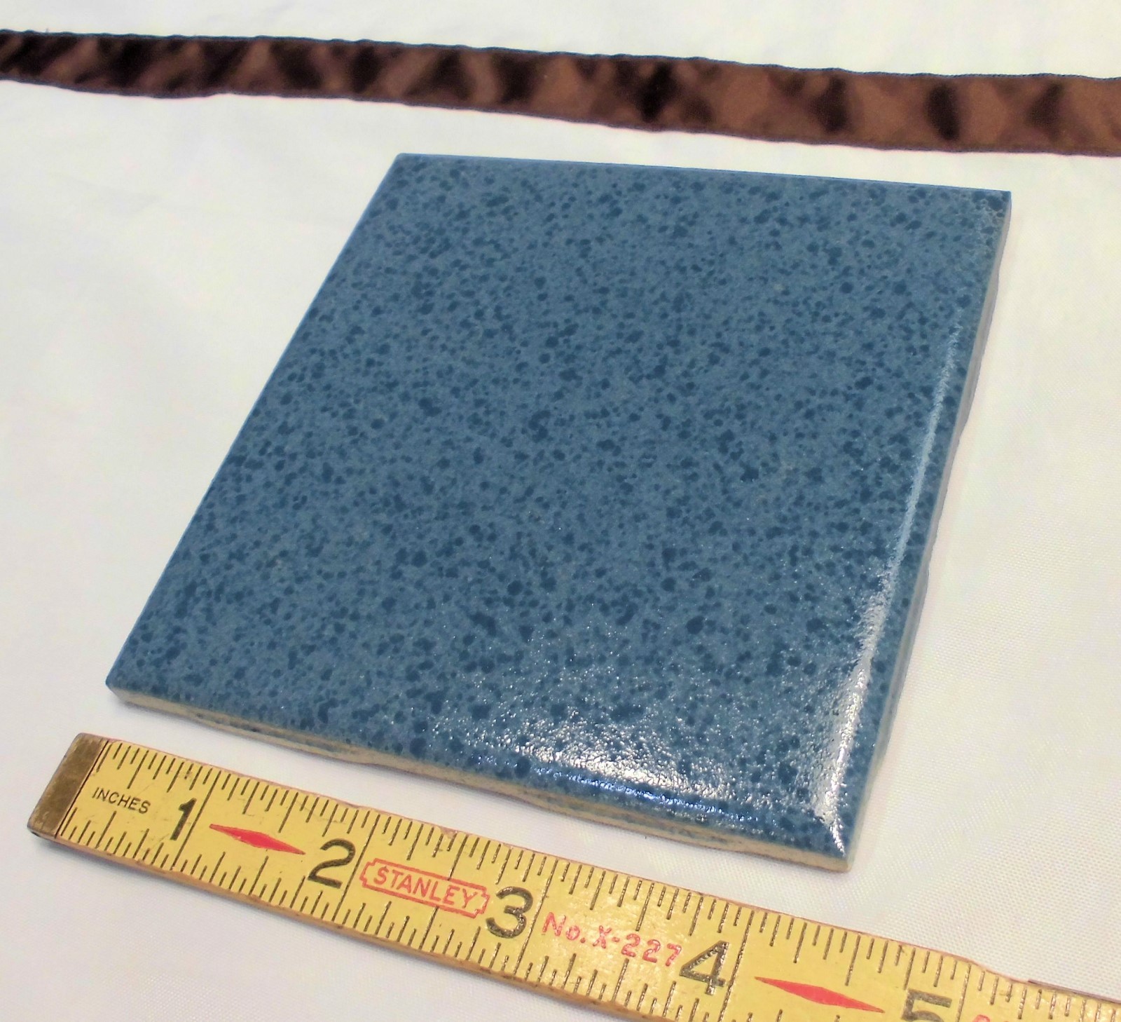 1 pc. *Thunder Blue* Matte Ceramic Tiles 4-3/8″ Crystal Glazed by M.C.T. NOS