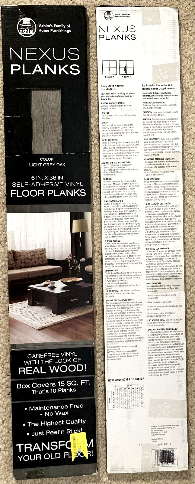 Nexus Light Grey Oak 6×36 Self Adhesive Floor Planks $75 each