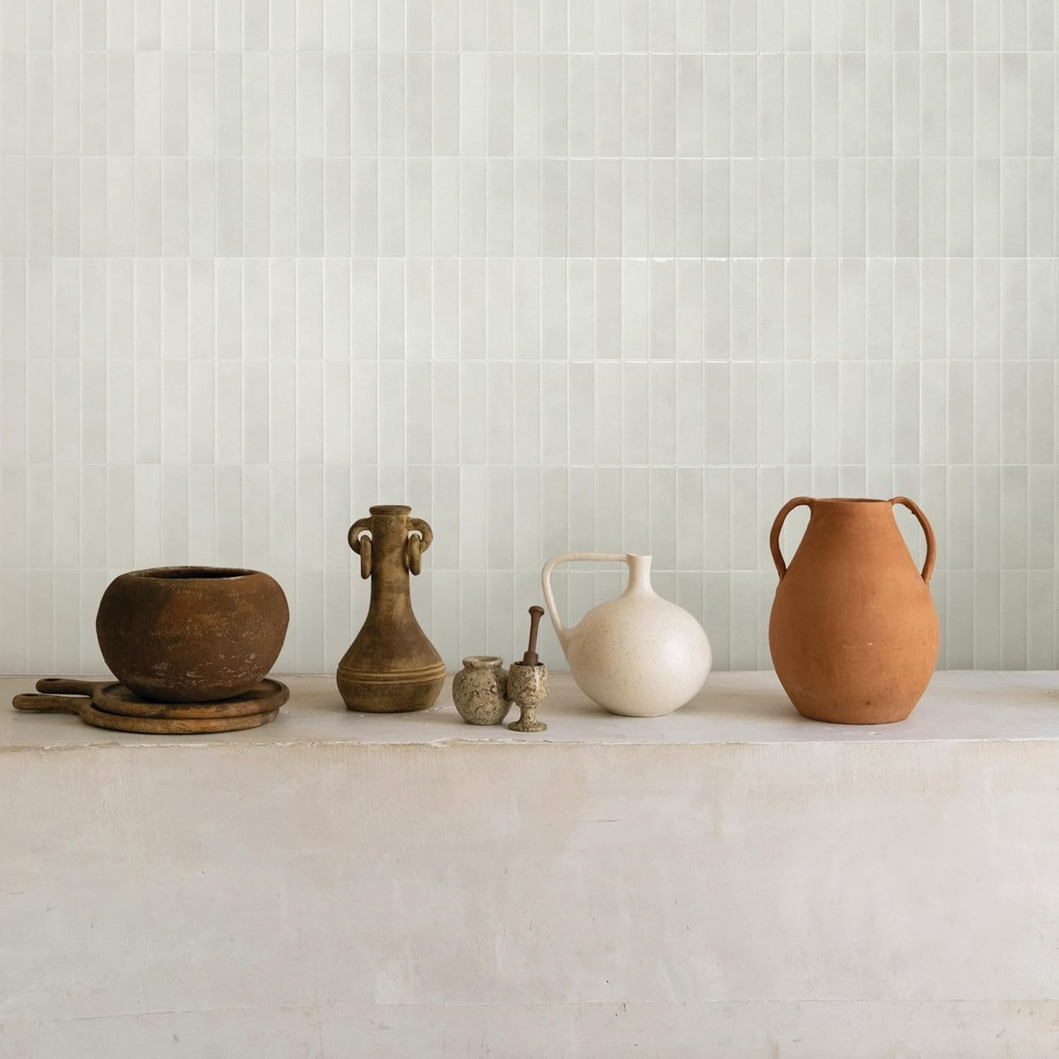 Peel and Stick Backsplash Tiles Moroccan Geometric White Grey 5 Sheets
