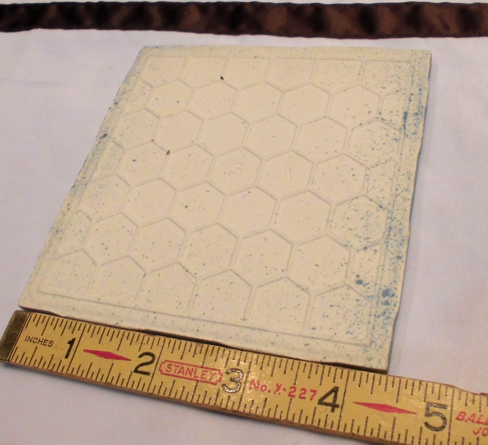 1 pc. *Thunder Blue* Matte Ceramic Tiles 4-3/8″ Crystal Glazed by M.C.T. NOS