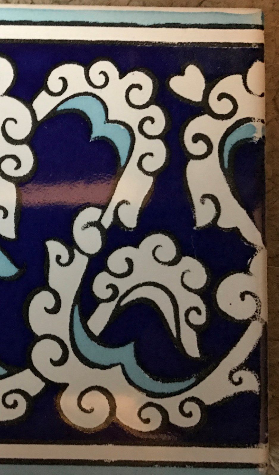 Defective Set of 40 Blue 4″x8″ Turkish Ottoman Iznik Pattern Ceramic Tile BORDER