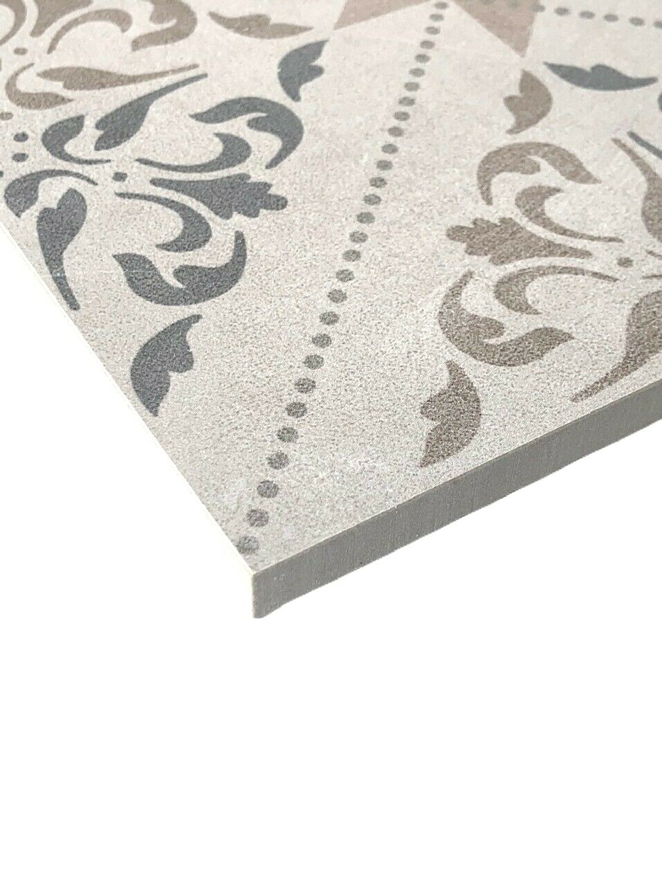 Tropical Encaustic Faded Beige Brown Green 8×8 Satin Ceramic Tile (BOX OF 4)