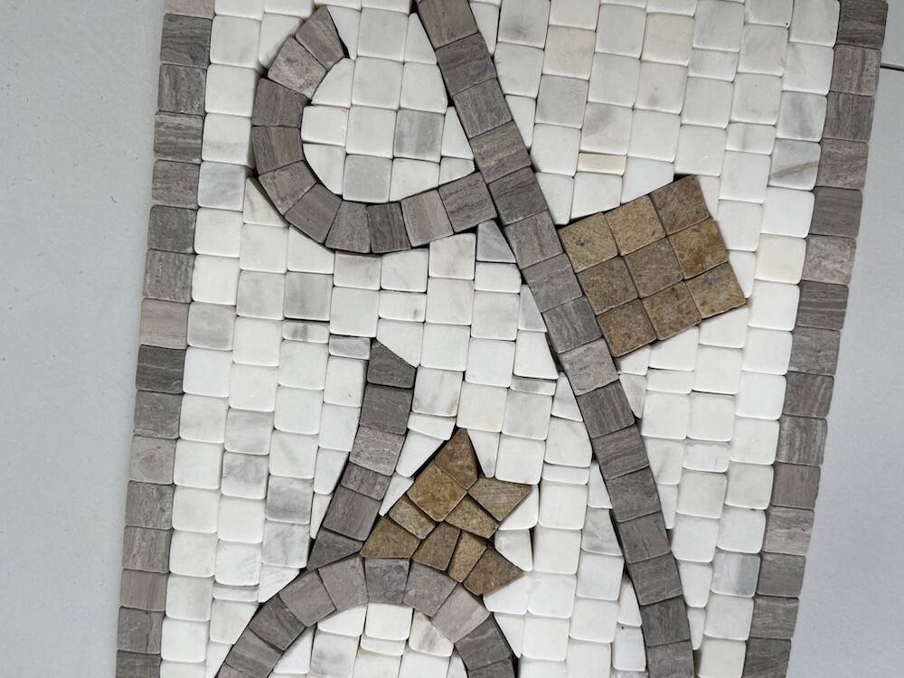 B0078T Marble Mosaic Border Listello Accent Tile Floral White Wooden 5.9×18.5