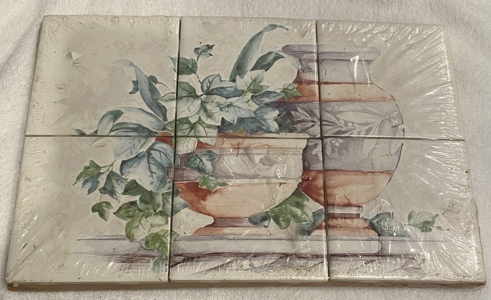 13×8 1/2 CERAMIC TERRACOTTA & IVY POTS GLOSSY WALL TILE Mosaic CERP2-645