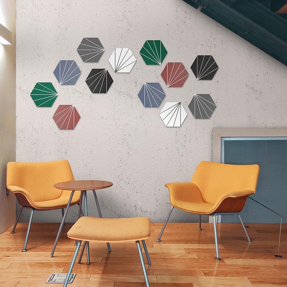 AULIGET Flower Vintage Hexagon Tile Peel and Stick Backsplash 6″x7″ Self Adhe…