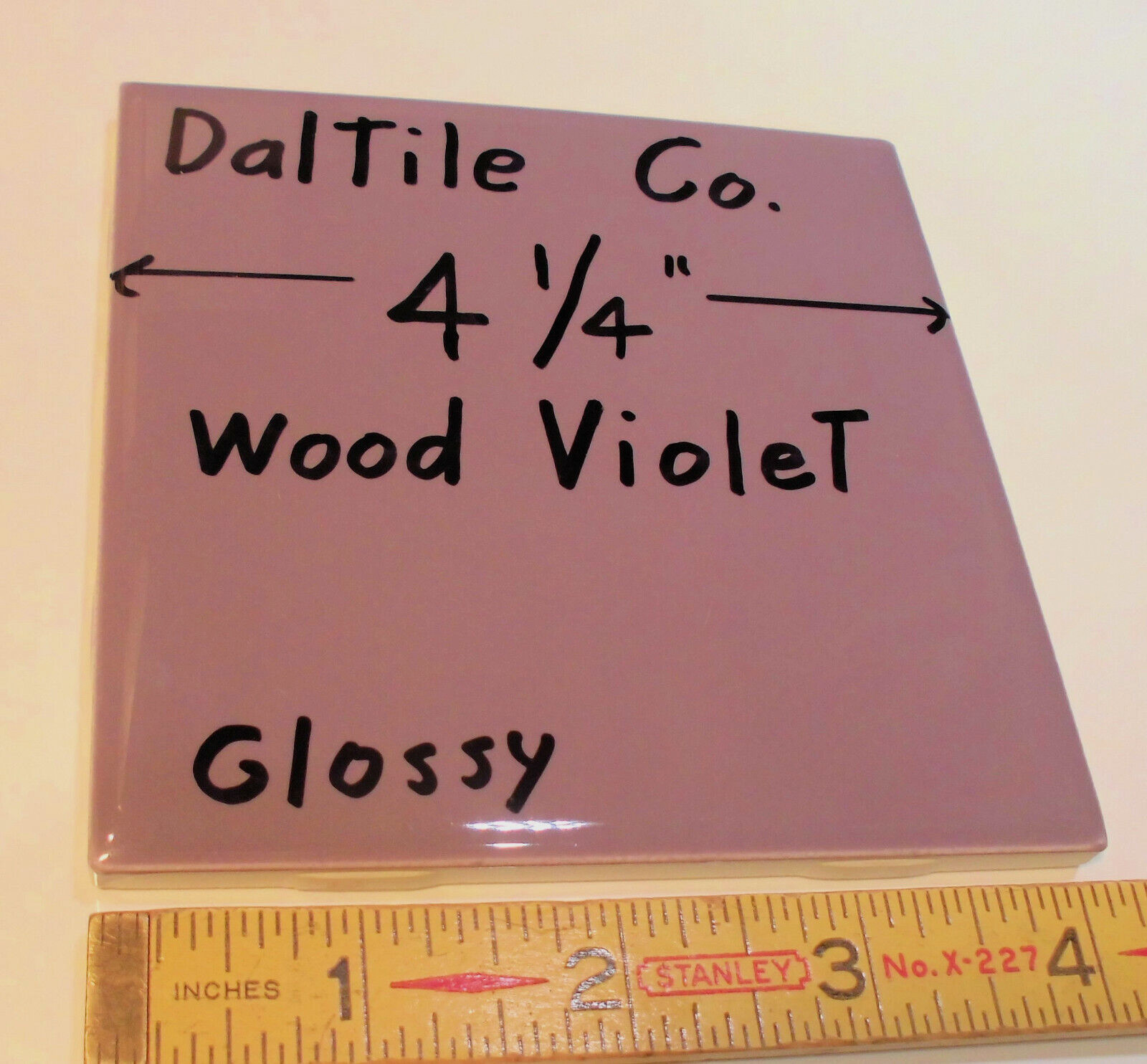 1 pc. *Wood Violet* Glossy Ceramic Tiles by Daltile…4-1/4″ Shiny Purple