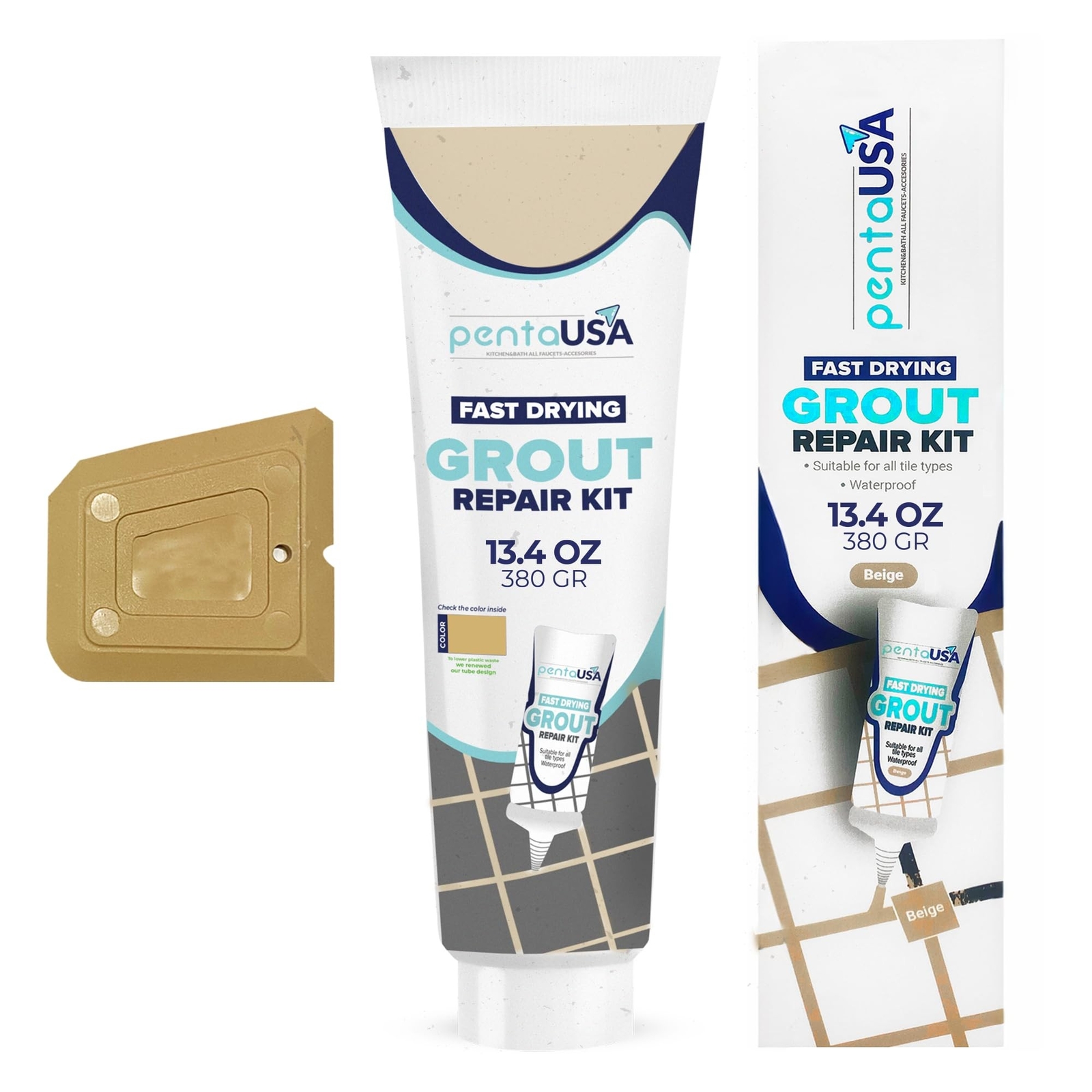 PentaUSA Tile Grout – Large Grout Filler Repairs Renews Tube, Fast Drying Gro…