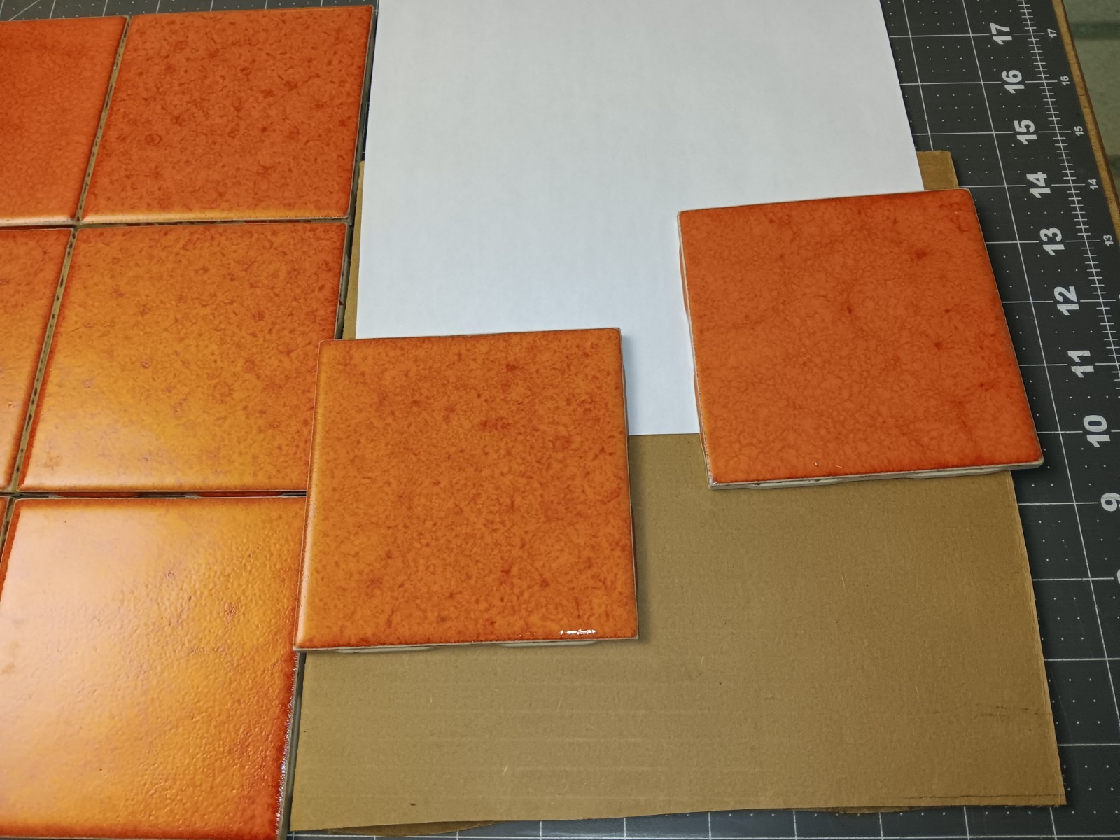 Lot of 12 pcs. IMPERIAL ORANGE VTG Ceramic Tile MCM FORUM 1960’s NEW OLD STOCK