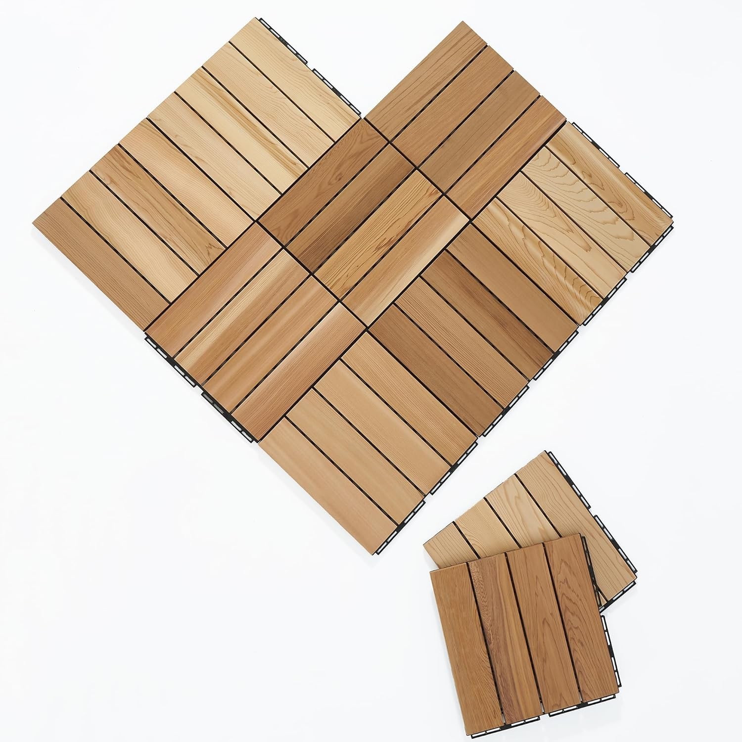 Comfortable Cedar Interlocking Floor Tiles – 10 Pcs for Saunas & Outdoor Spaces