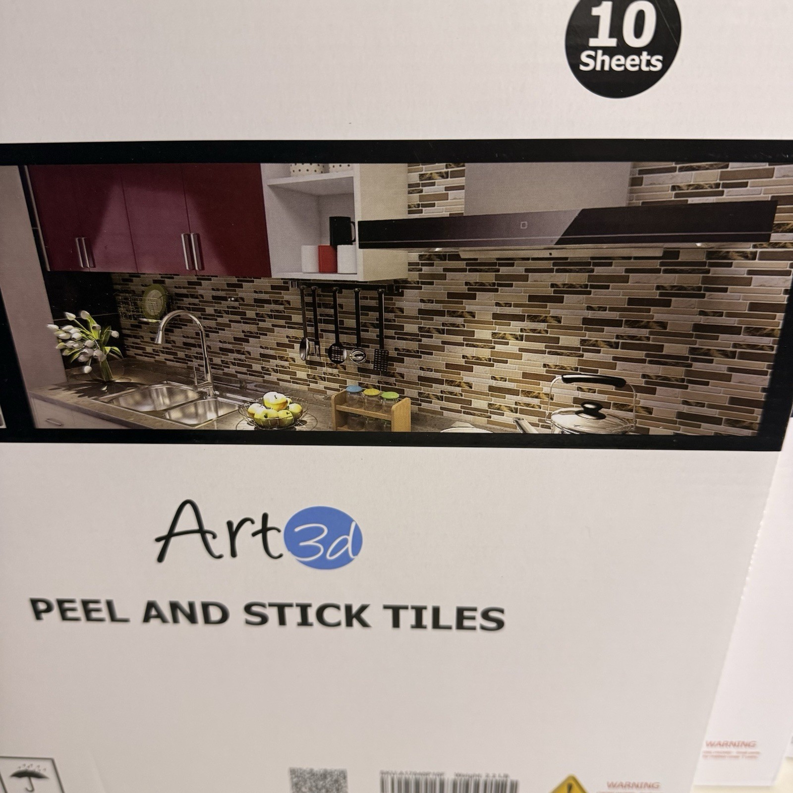 Art3d Peel & Stick Backsplash Tiles Marble 12×12 Lot of 4 (40 Sheets) NEW Sealed