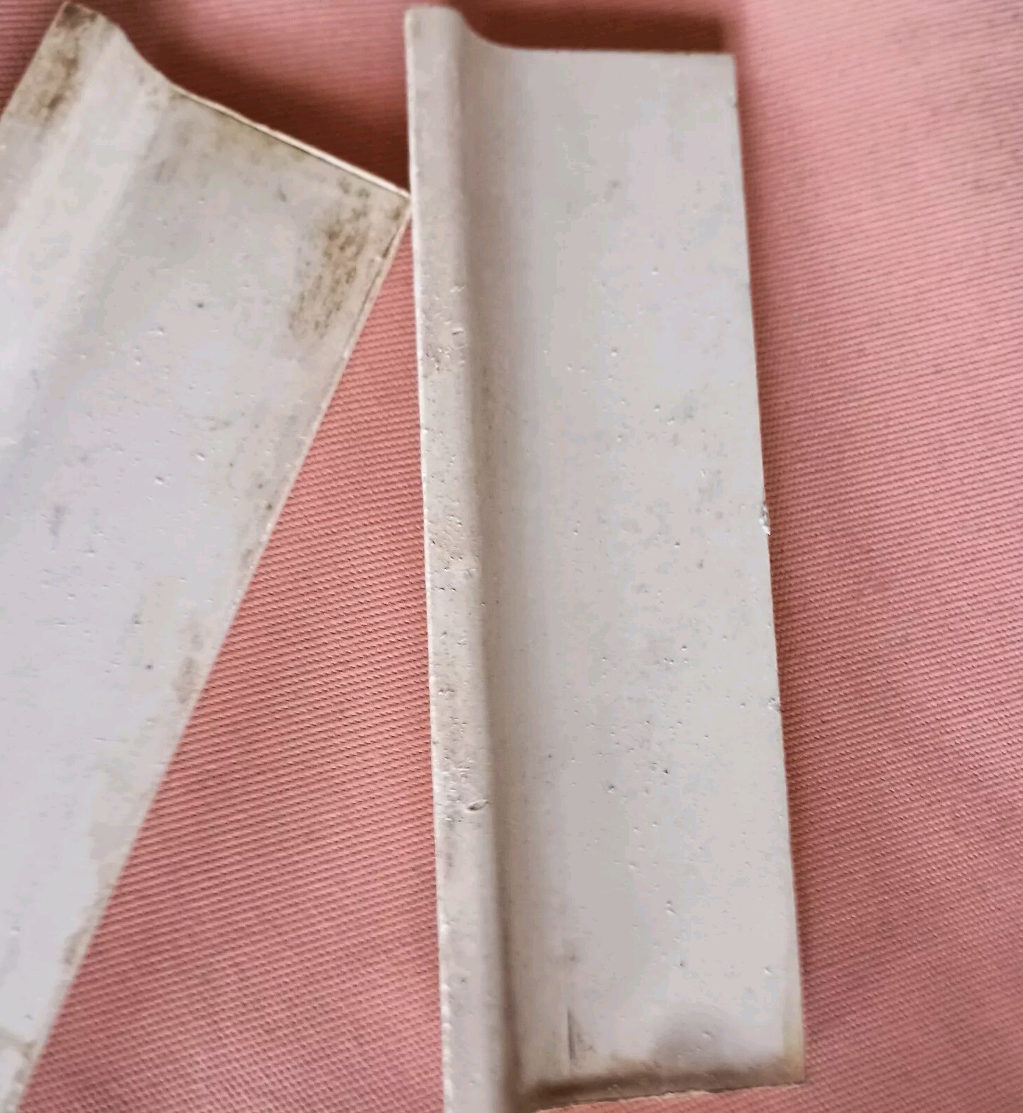 Vintage Glossy Ceramic Radius Bullnose Tile NOS Unknown Cream & Beige Yellowish