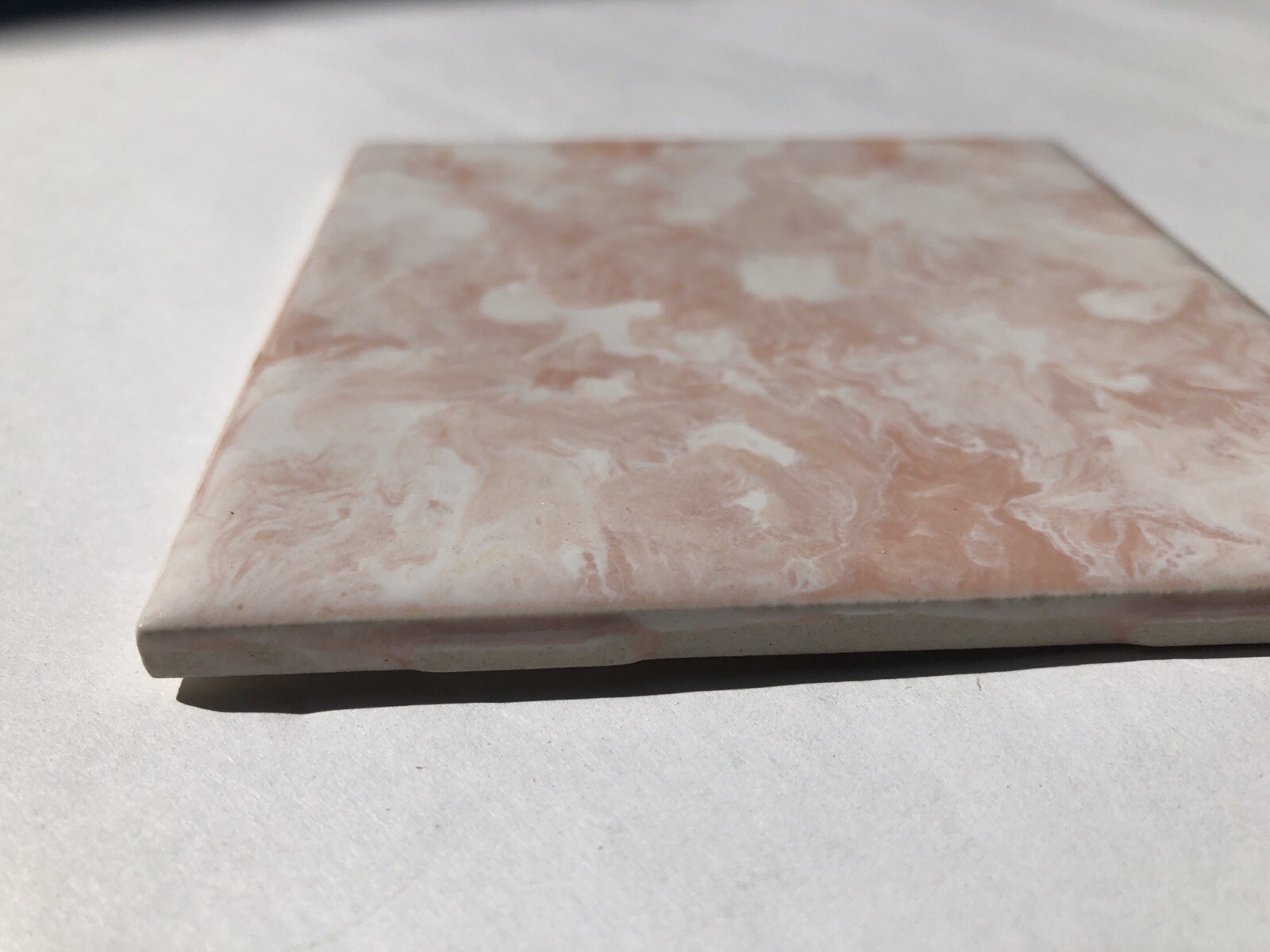 Pink Rose Ceramic Gloss Wall Tile Wavy Marble 4.25”Vintage Mid Century Modrn 4×4