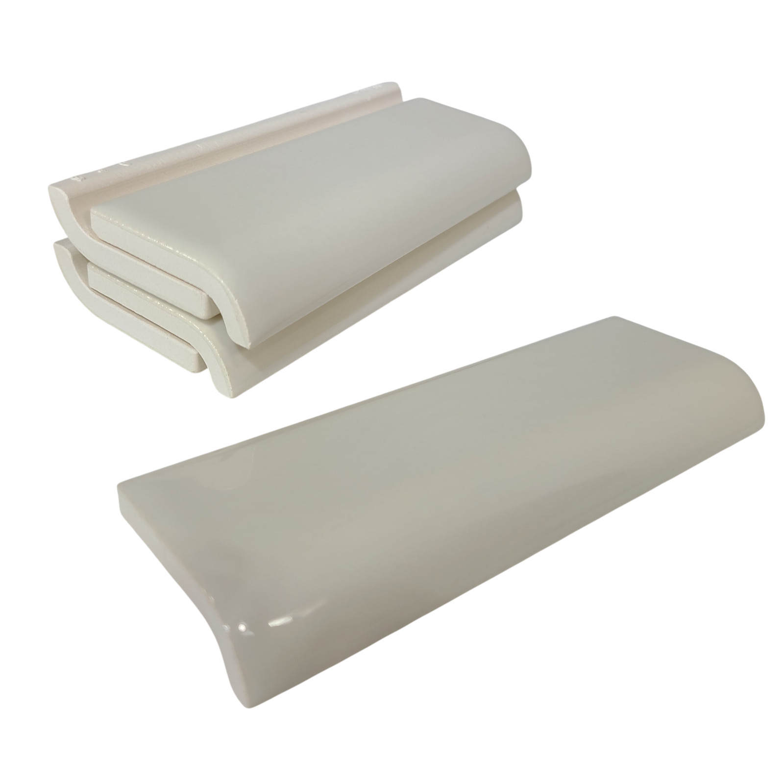 Beige Bone Almond Ceramic Tile Mud Cap 6 x 2 inch Subway Trim Classic Color 006