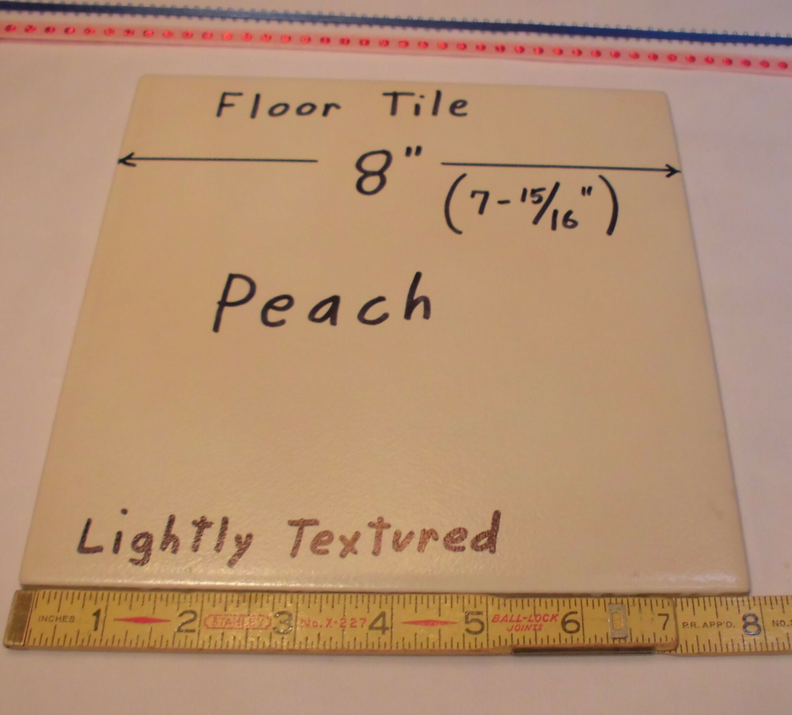 1 pc. *Peach* Ceramic / Porcelain Floor Tile 8″ X 8″ Lightly Textured New