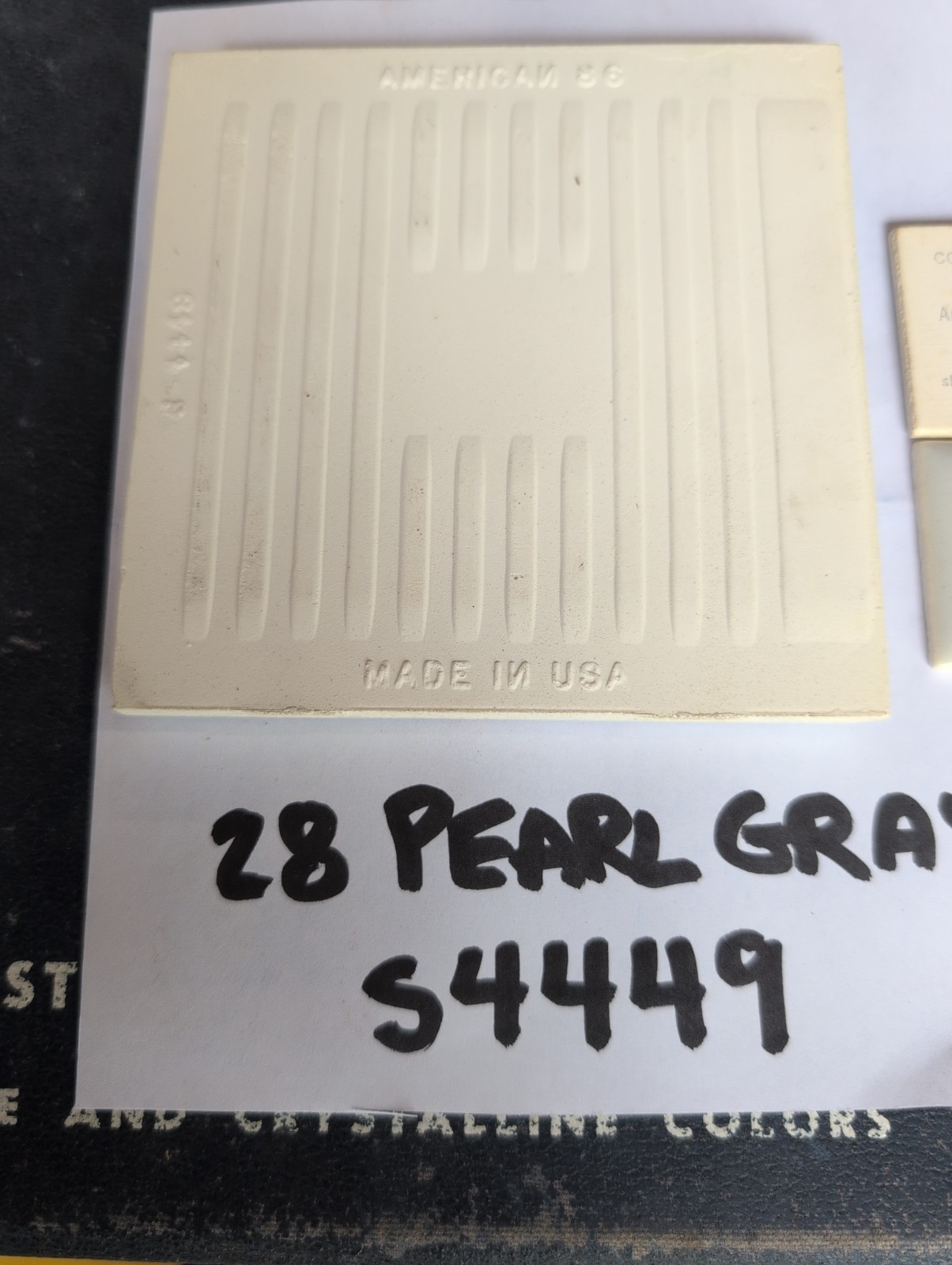 2 pcs American Olean Bullnose 4-1/4″ Square Pearl Gray #28 Glossy NEW S4449