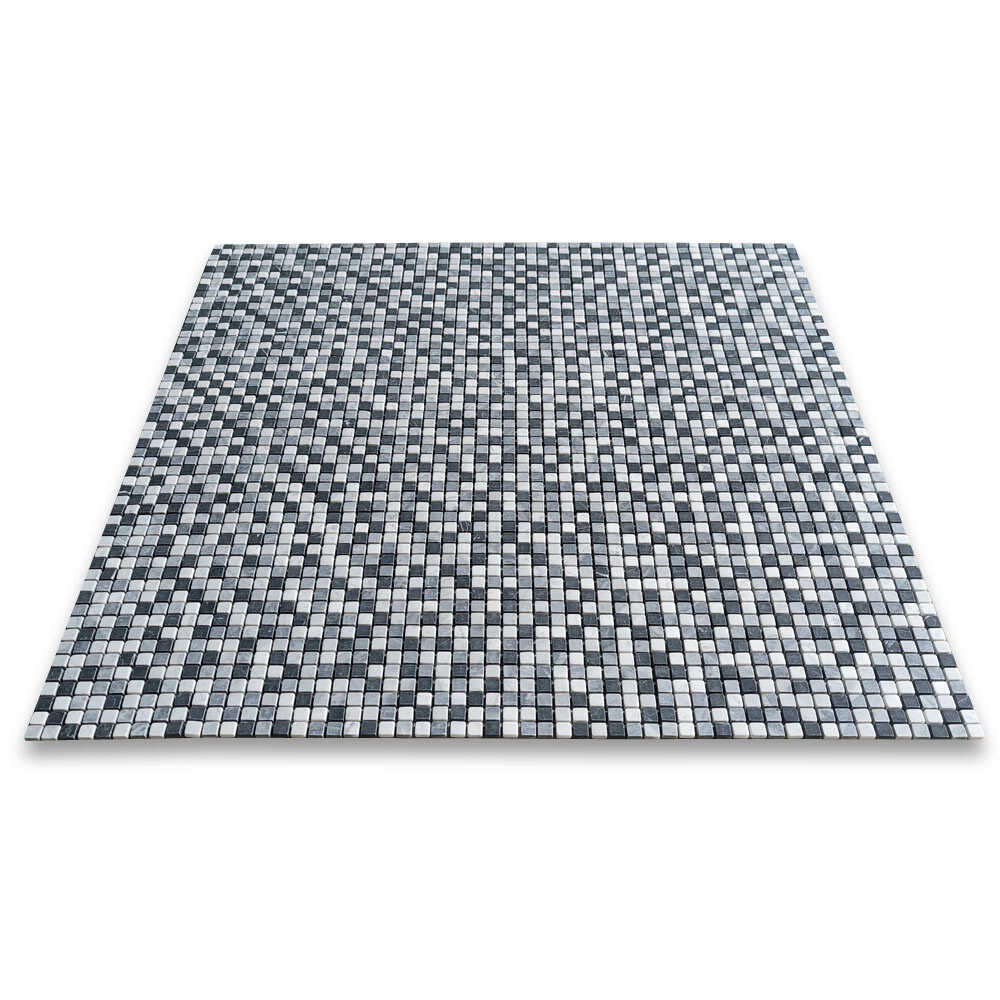 C227XT Carrara White Bardiglio Gray Marble Square Mosaic Tile