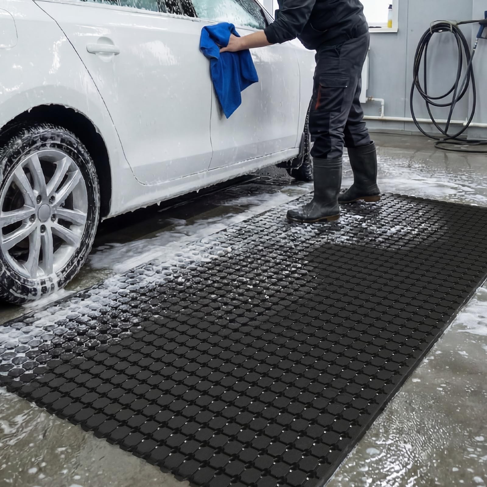 jxgzyy Commercial Rubber Floor Mat, 3 x 5 Anti Fatigue Non-Slip Drainage Mat …
