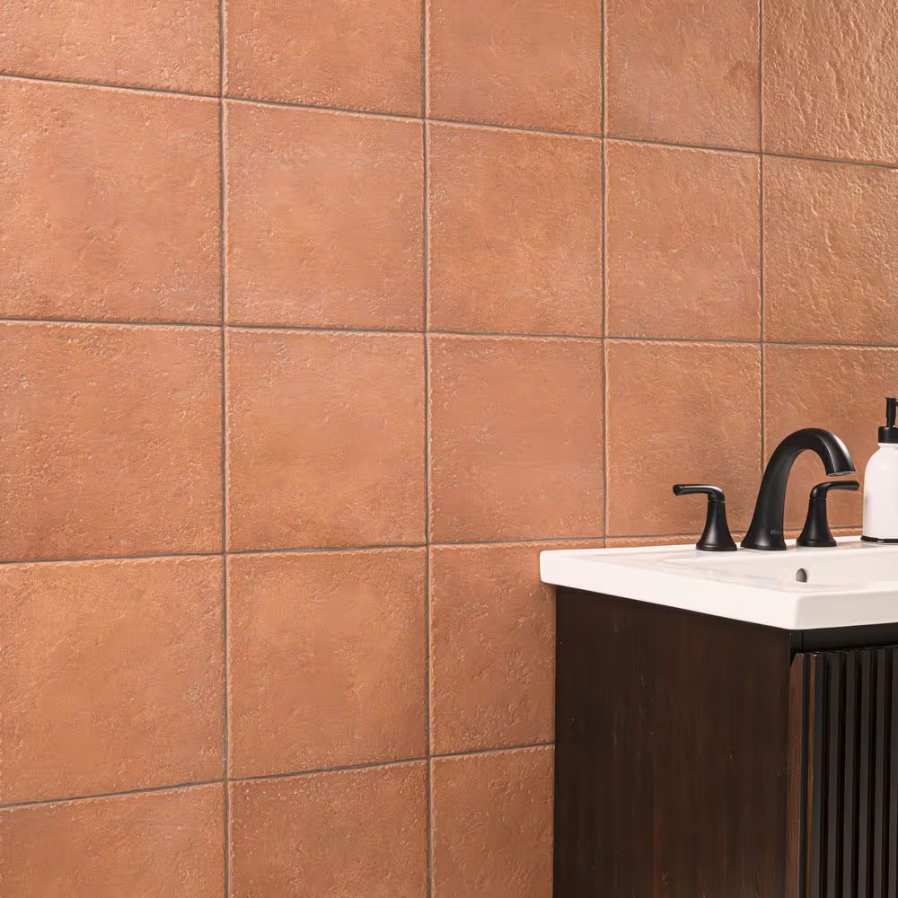 Tuscan Ember 10 In. X 10 In. Terracotta Look Matte Porcelain Brick Look Floor an