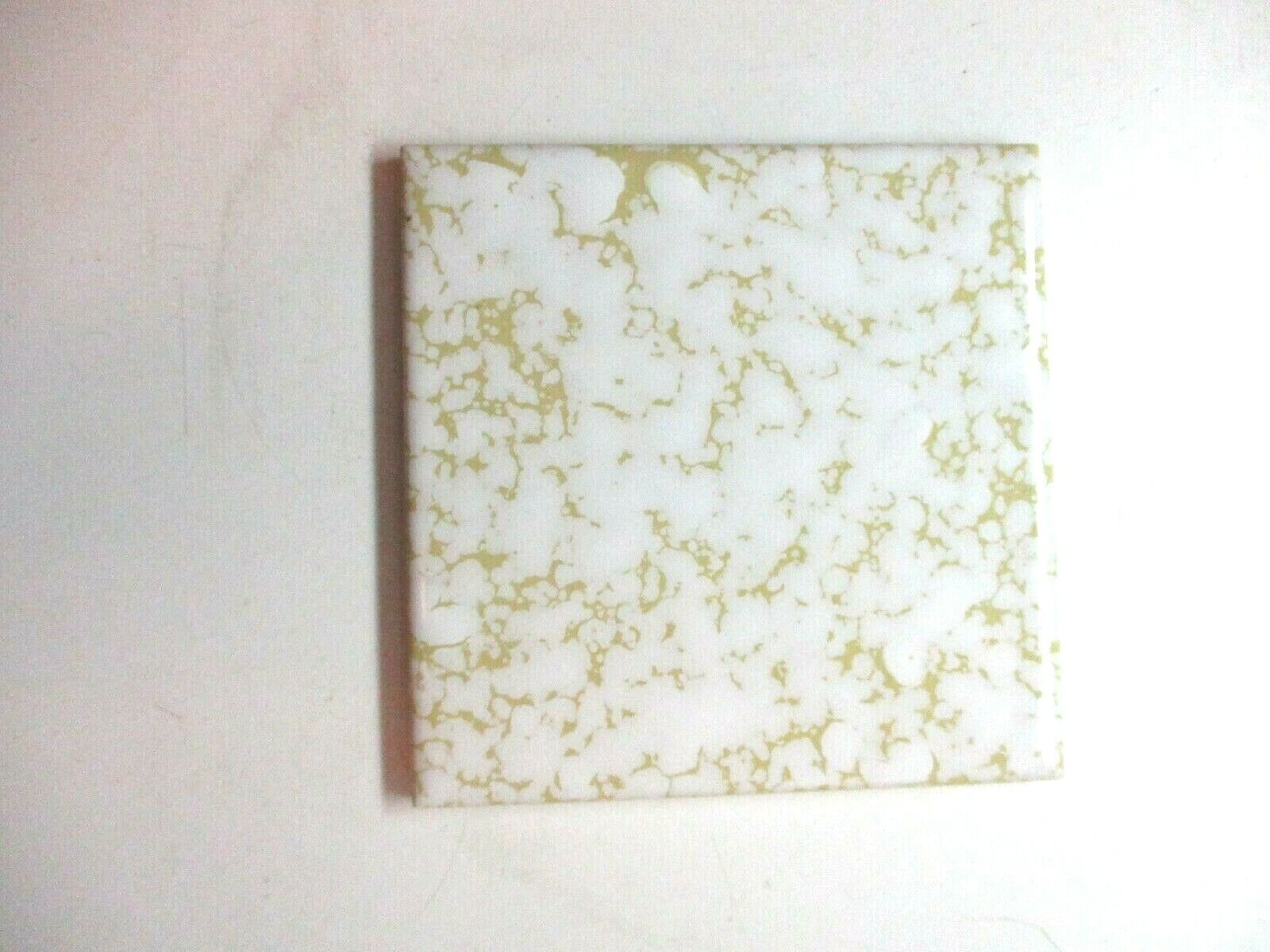 1 Wall Tile CGSC US Ceramic 4-1/4″ Mustard Yellow Dapple on Beige Wrinkled MCM